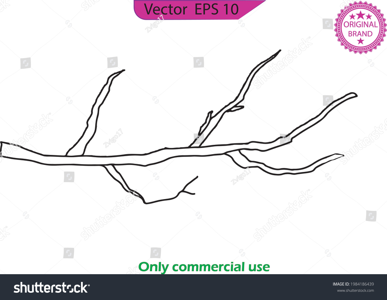 SVG of Wooden brunches and forest element of tree. Tree brunches. Vector hand drawn. Hand drawn botanical graphic tree stick element. SVG Tree beautiful curved branch element, transparent  background. svg
