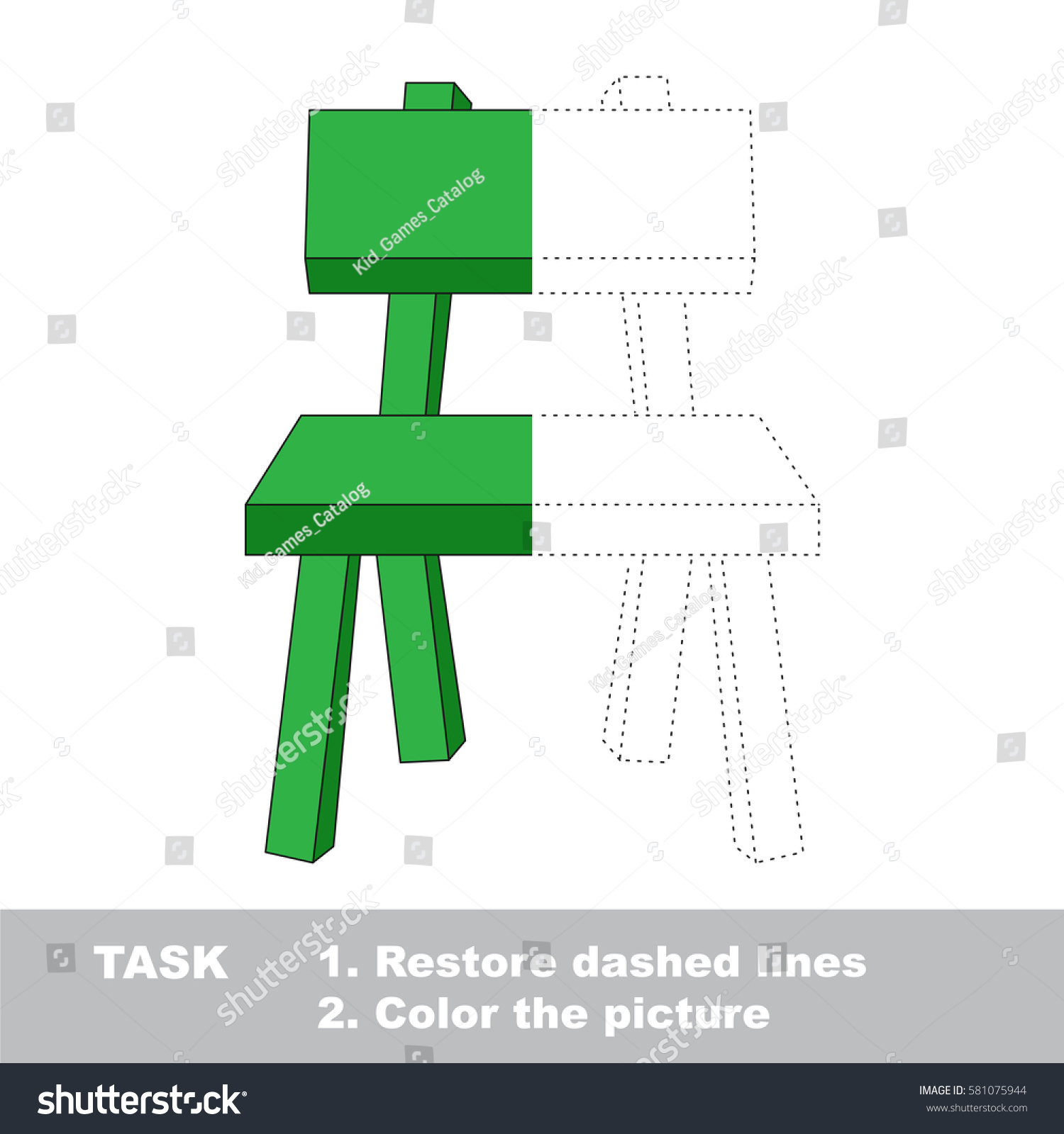 Wooden Chair Dot Dot Educational Game Stock Vector Royalty