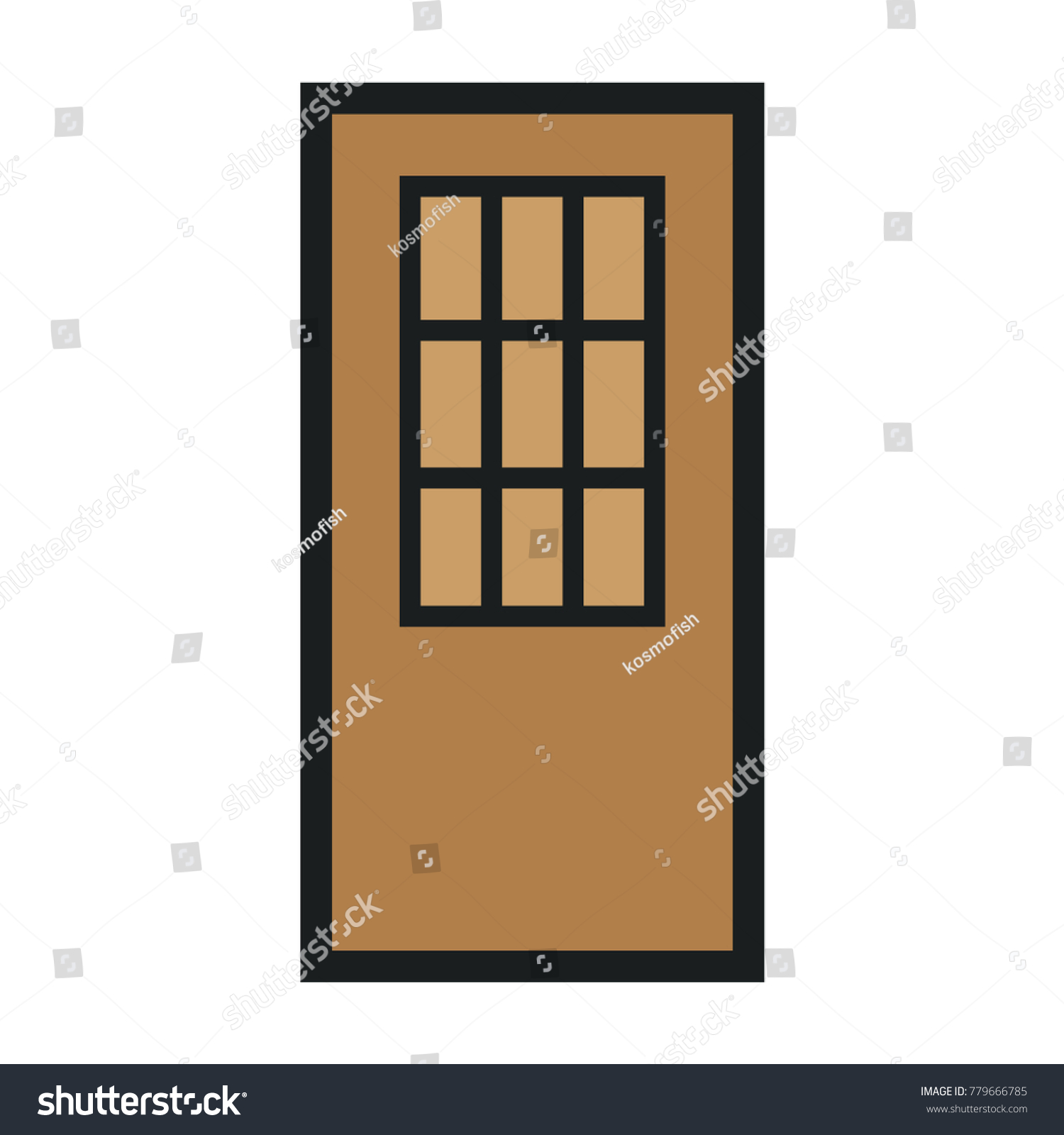 Wooden Closed Front Door Entrance Modern Stock Vector Royalty