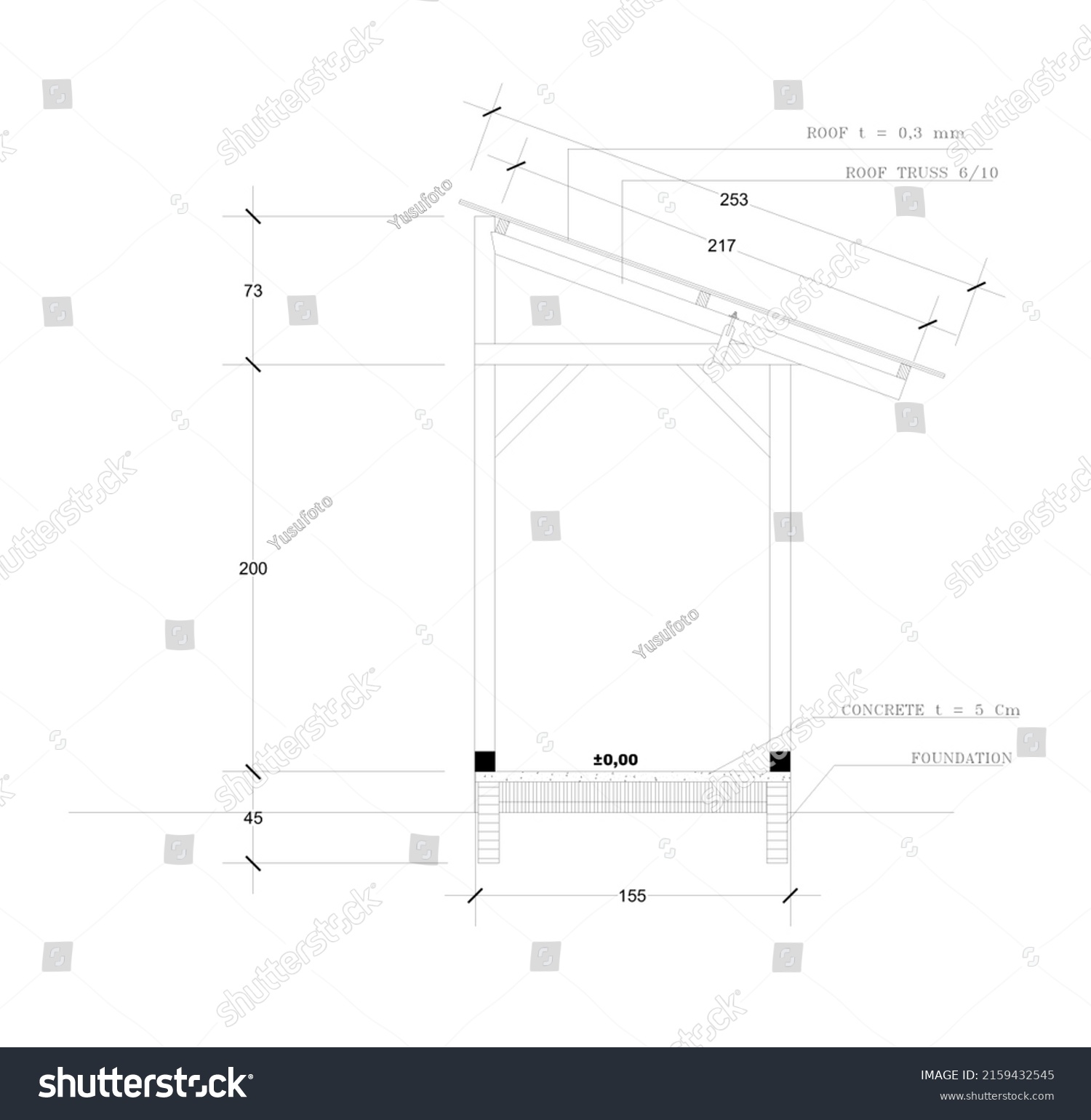 Wooden Construction Sketch On Simple Building Stock Vector (Royalty ...