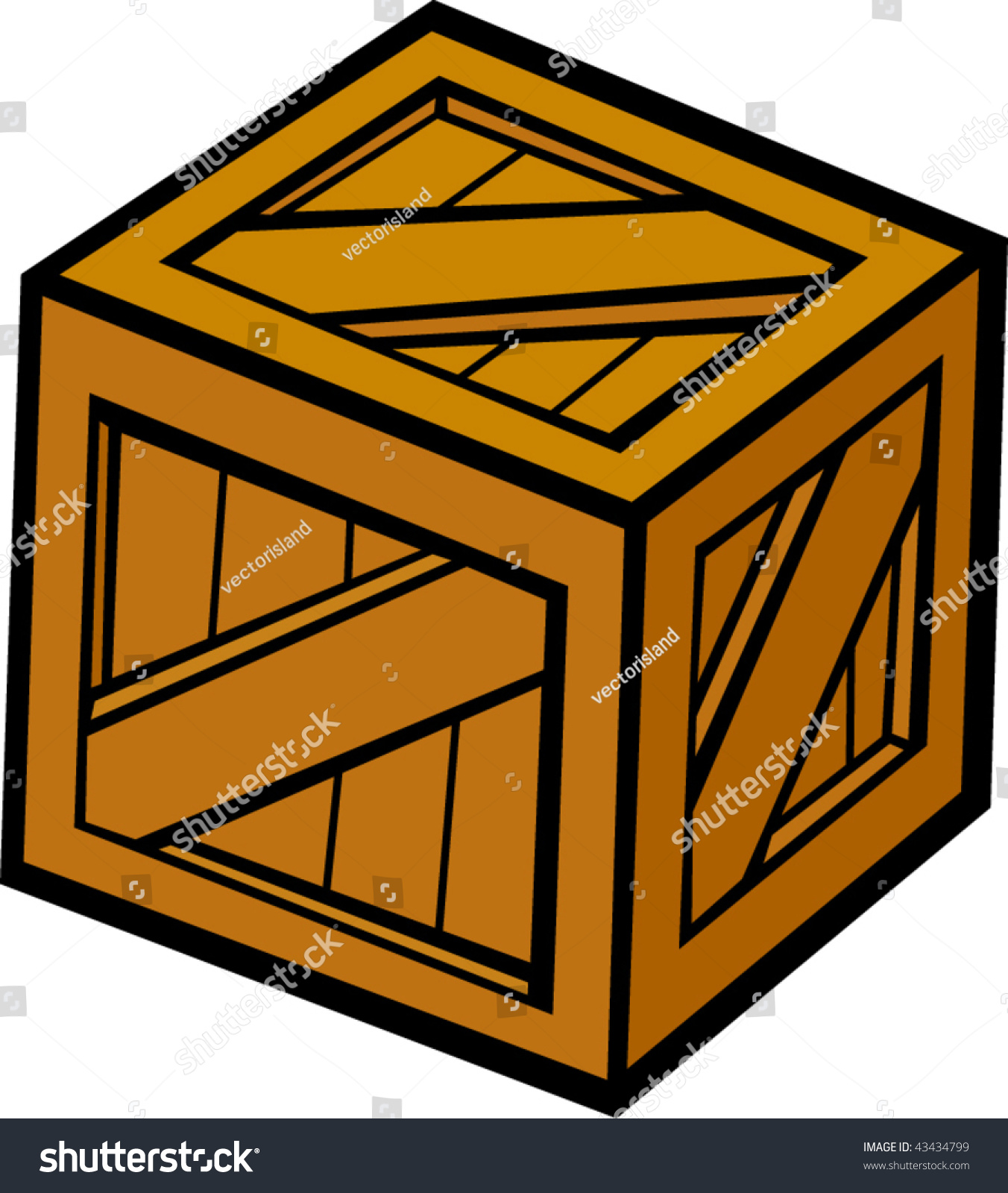 Wooden Crate Or Box Stock Vector Illustration 43434799 : Shutterstock