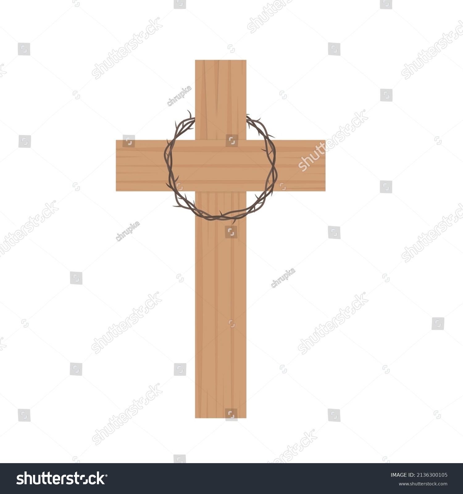 Wooden Cross Crown Thorns Crucifixion Jesus Stock Vector (Royalty Free ...