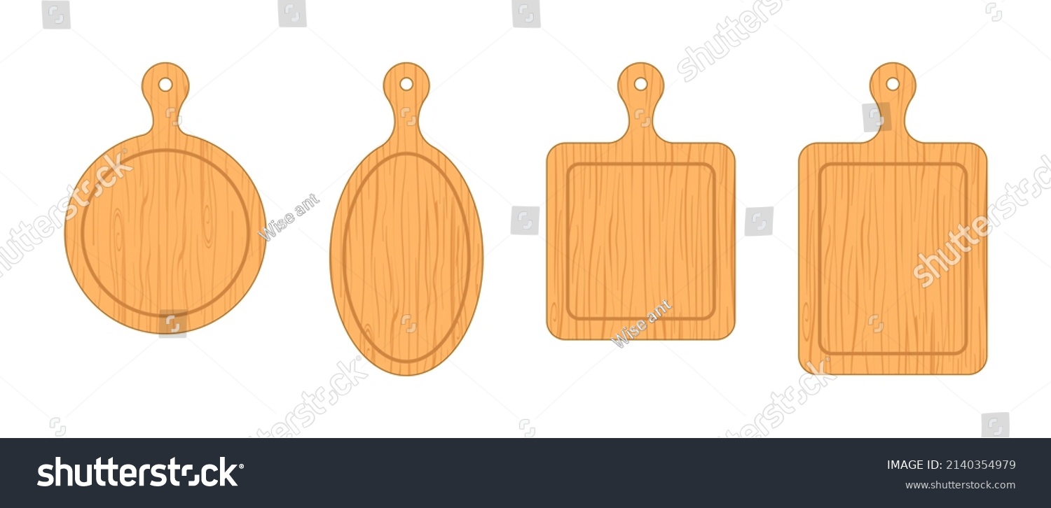 SVG of Wooden cut board. Cut board for chop, pizza and meat. Wooden kitchen boards. Wood texture for cooking of food. Wood plates isolated on white background. Vector. svg