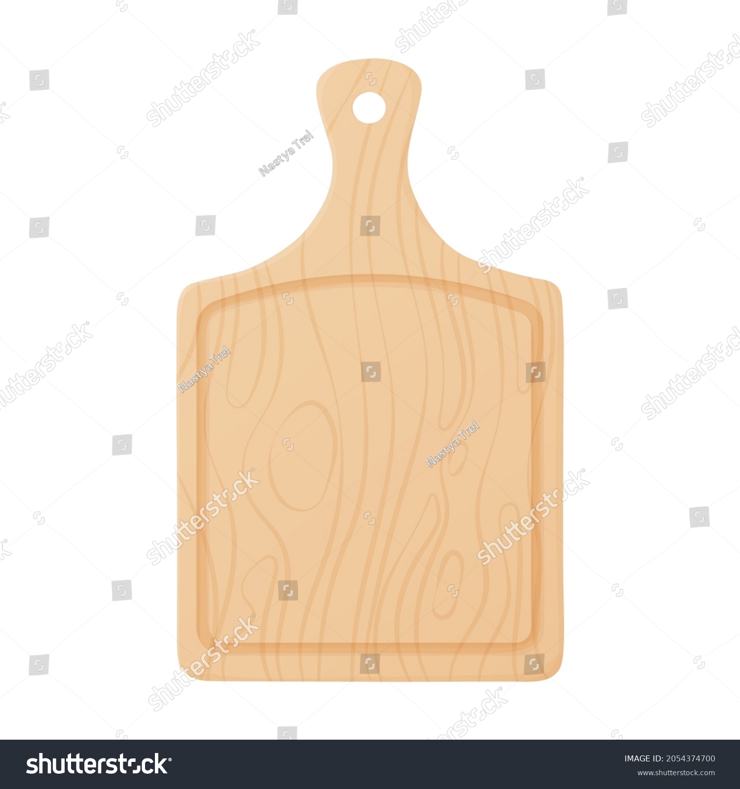 SVG of Wooden cutting board with a handle. Isolated illustration on a white background. svg