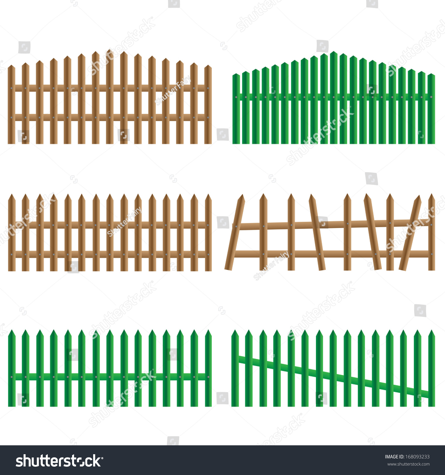 Wooden Fences Vector Illustration Stock Vector (Royalty Free) 168093233