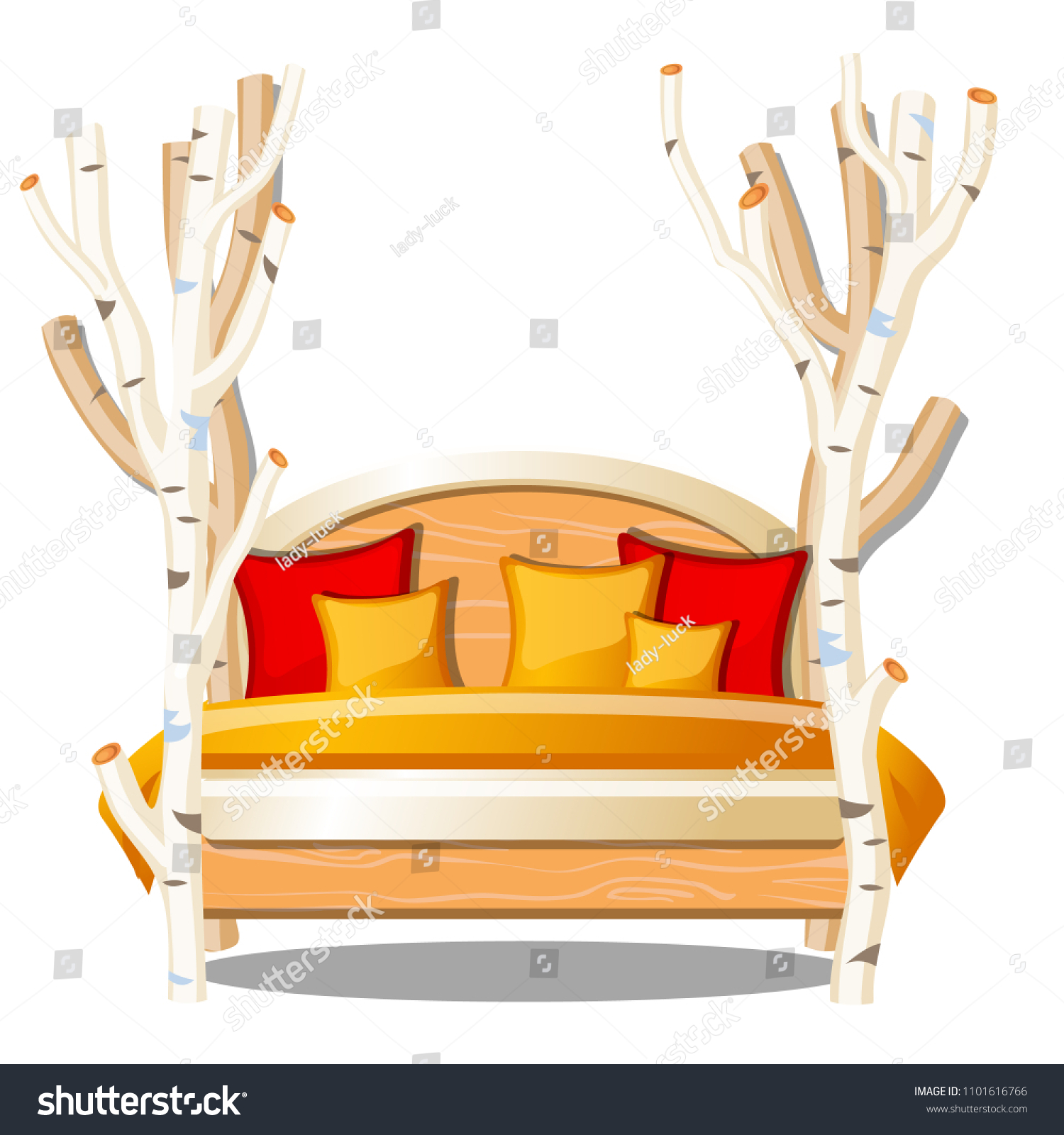 Wooden Furniture Rustic Style Bed Yellow Stock Vector Royalty Free 1101616766