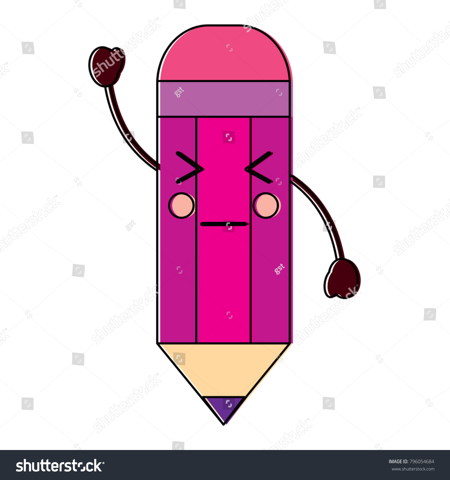 Wooden Pencil Cute Kawaii Cartoon Stock Vector (Royalty Free) 796054684 ...