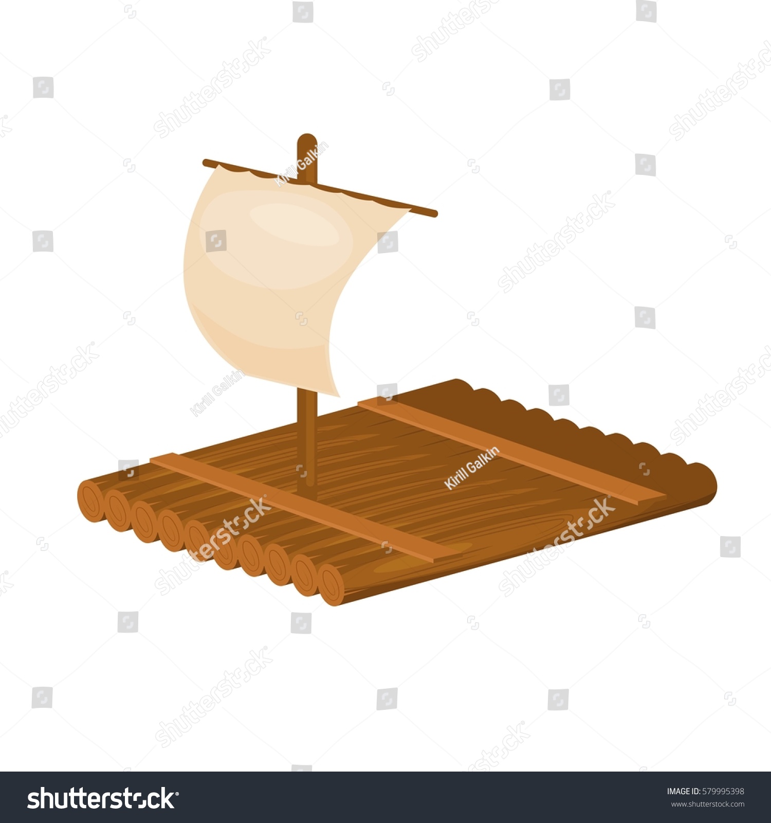 Wooden Raft Sail Vector Isolated Illustration Stock Vector 579995398 ...