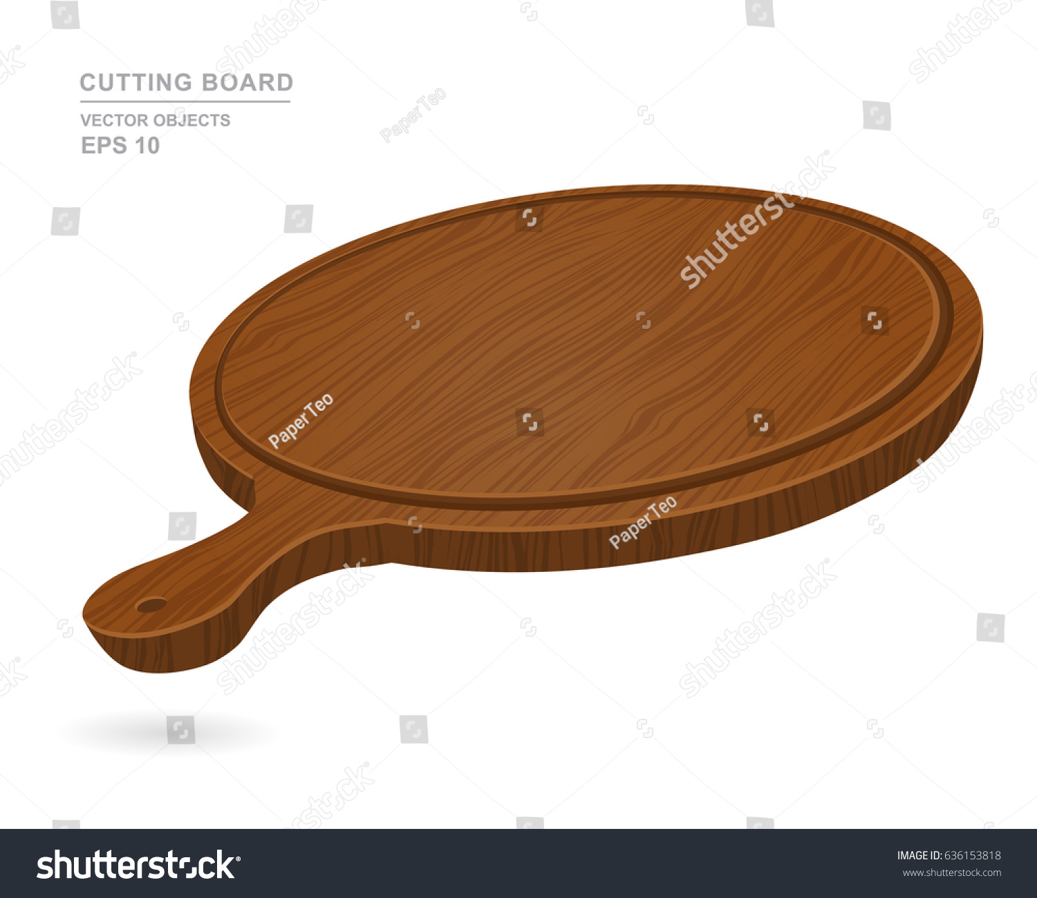 SVG of Wooden round empty cutting board for pizza isolated on white background. Vector illustration of kitchen object. Realistic design svg