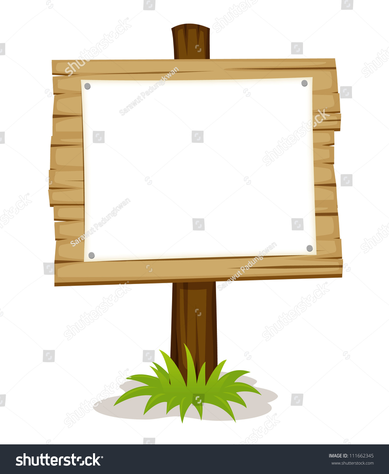 Wooden Sign White Blank Stock Vector (Royalty Free) 111662345