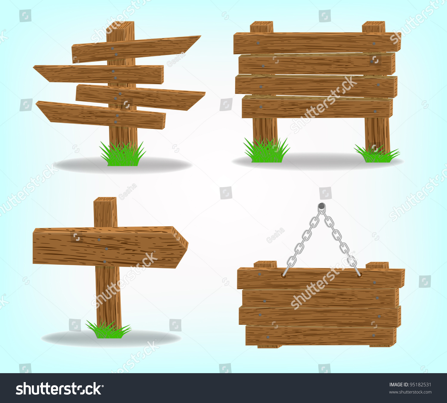 Wooden Signs Set Stock Vector (royalty Free) 95182531 