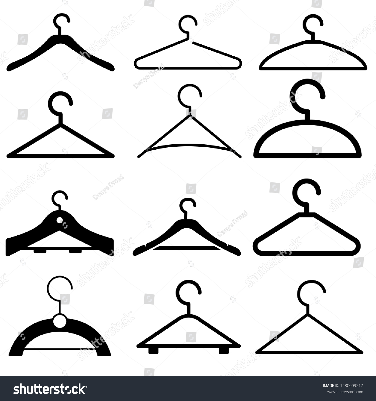 Wooden Suit Hanger Vector Icons Set Stock Vector (Royalty Free ...