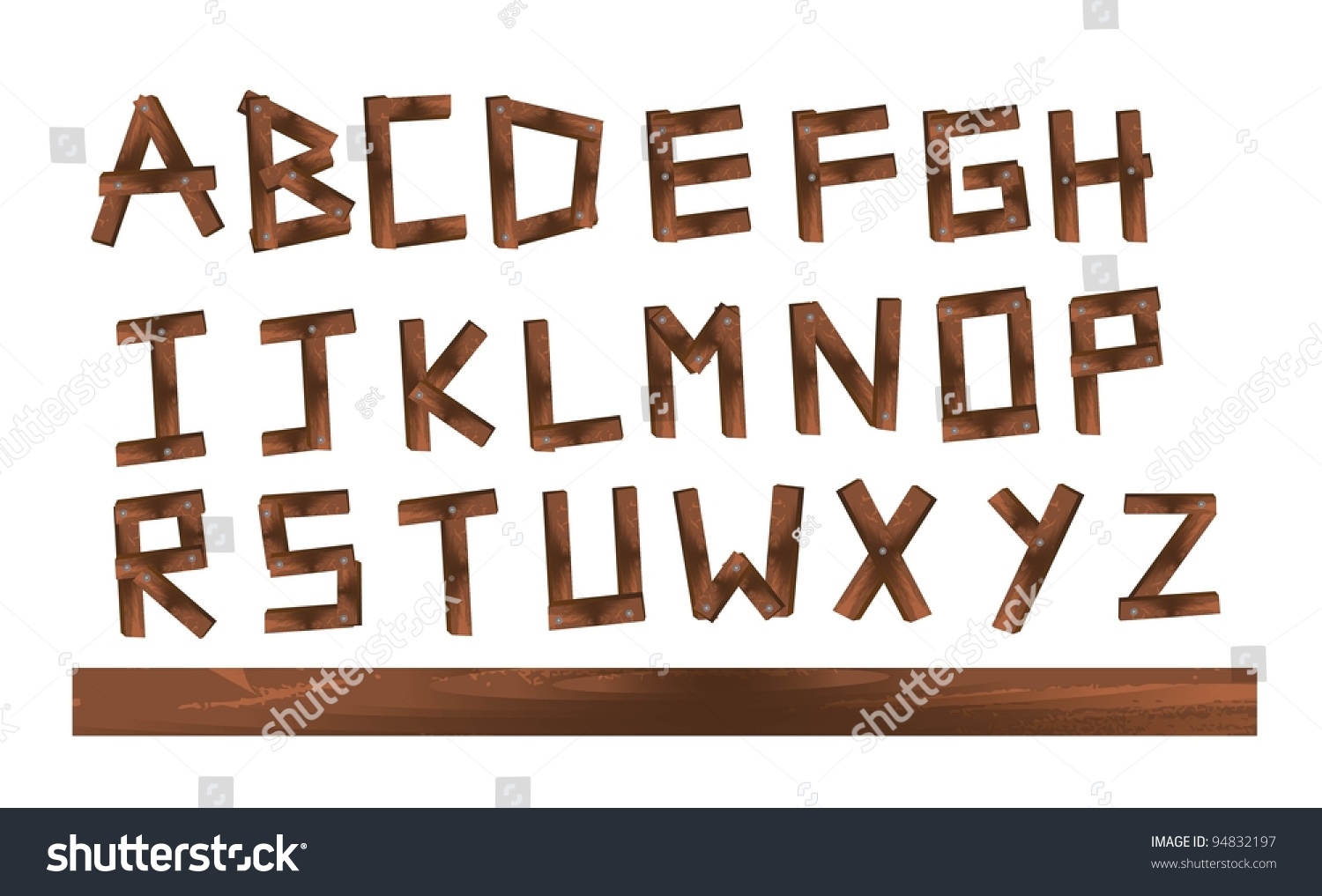 Wooden Texture Letters Isolated On White Stock Vector (Royalty Free ...