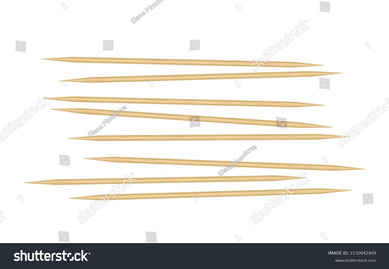 SVG of Wooden toothpick. Sharp bamboo sticks for teeth. Wood skewer with pointed tip. Disposable bamboo thin long skewer. Realistic vector illustration isolated on white background. svg
