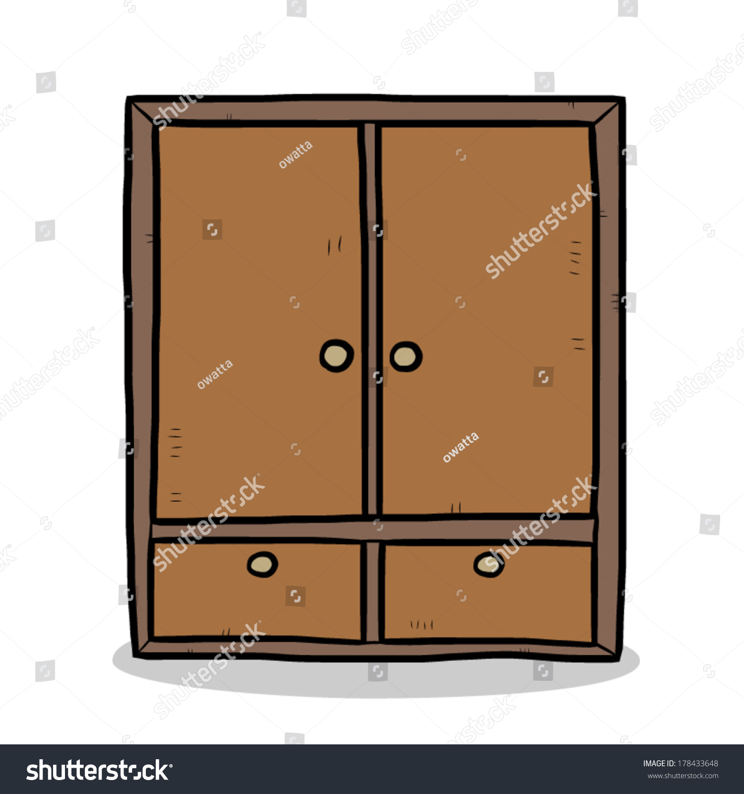 Wooden Wardrobe Cartoon Vector Illustration Black Stock 