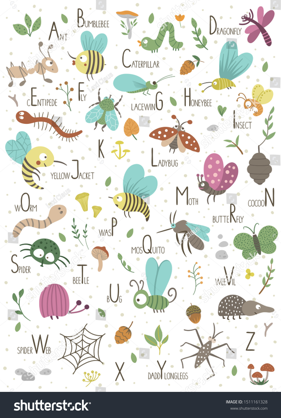 A-Z Insect Alphabet Poster 8x10 Digital Download INSTANT DOWNLOAD
