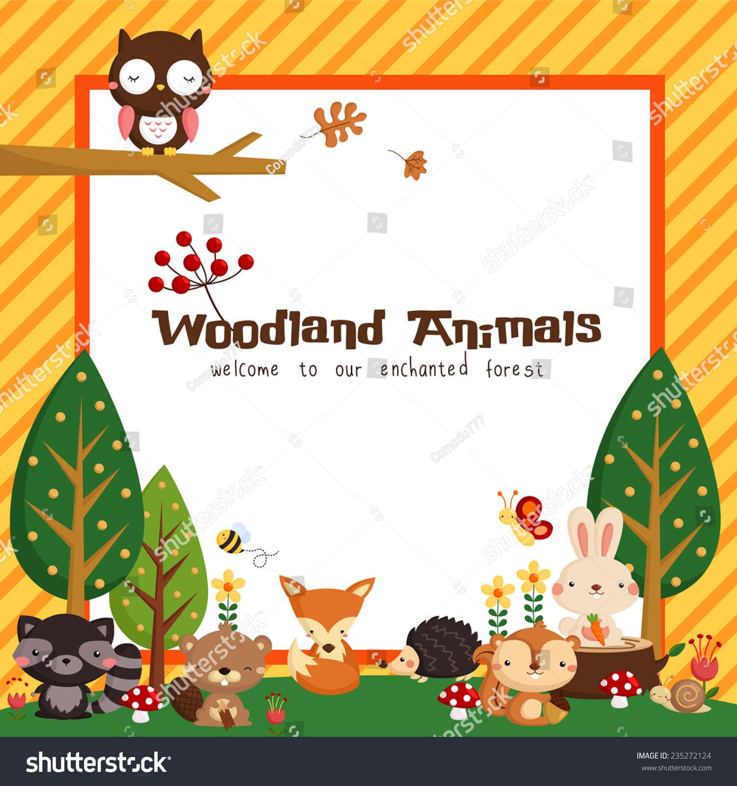 Woodland Card Stock Vector Illustration 235272124 : Shutterstock