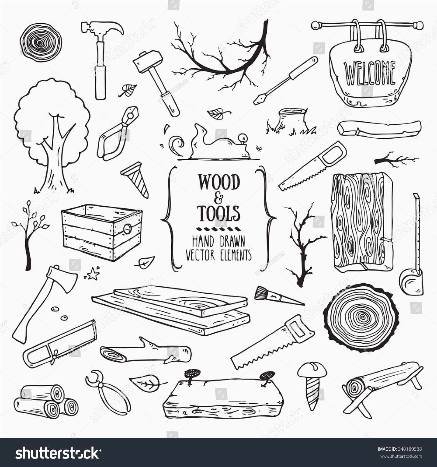 Woodworking Lumberjack Wood And Tools Symbols 