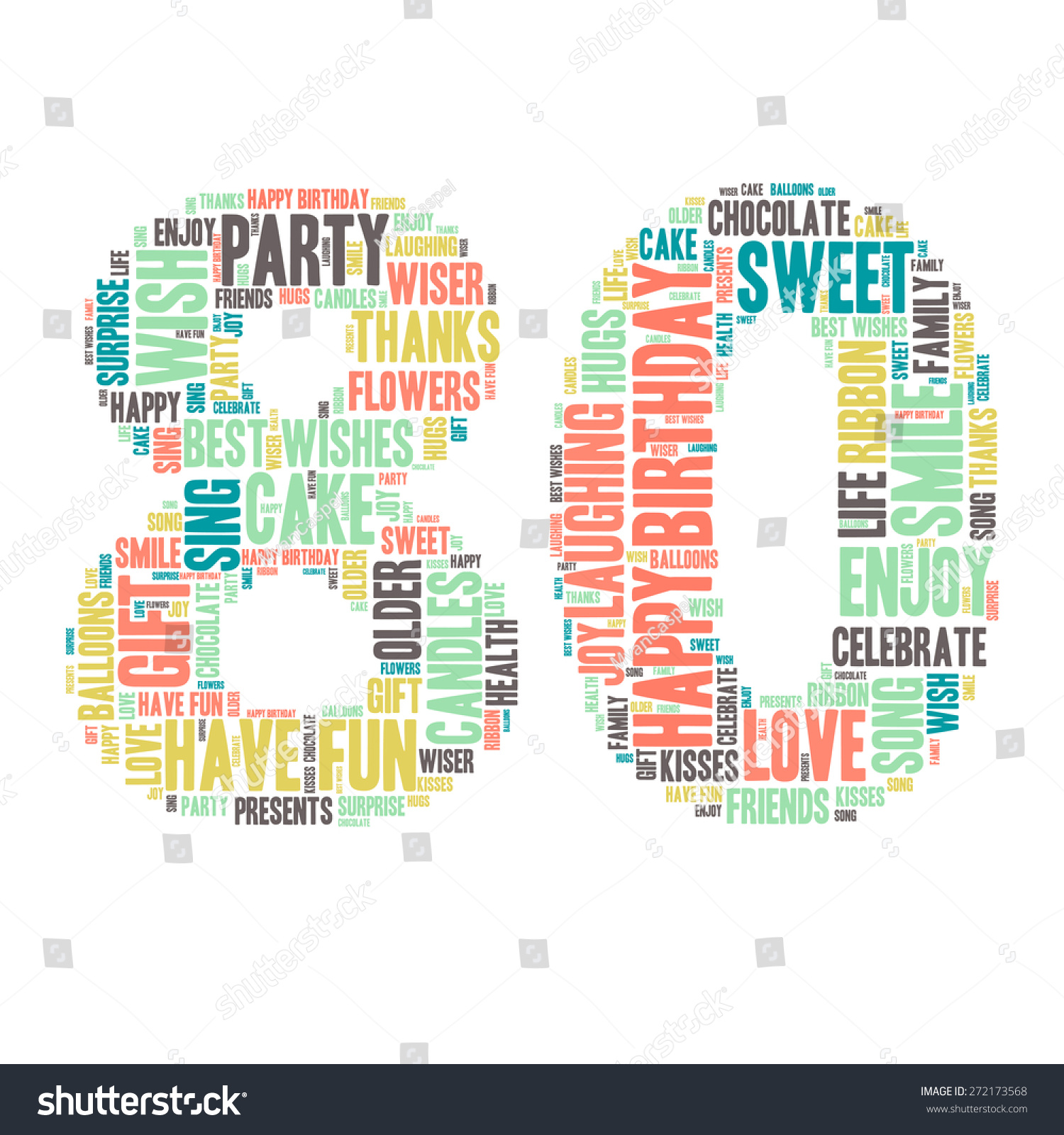 Word Cloud Happy Birthday Celebration Colorful: เวกเตอร์สต็อก (ปลอดค่า ...