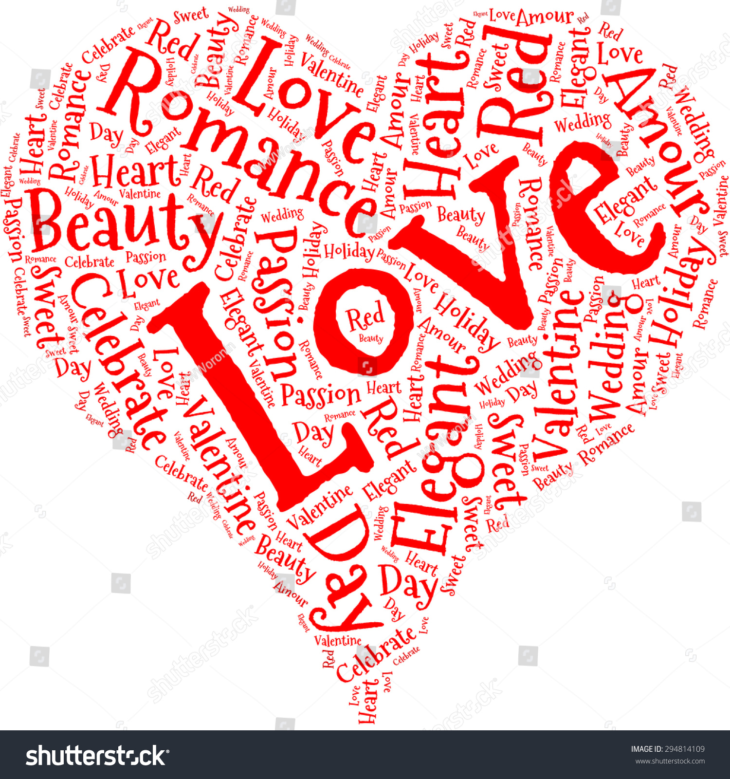 Word Cloud Form Red Heart Stock Vector (Royalty Free) 294814109 ...