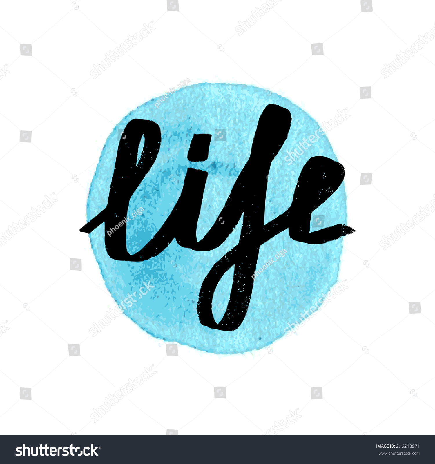 Word Life On Blue Watercolor Background Stock Vector Royalty Free