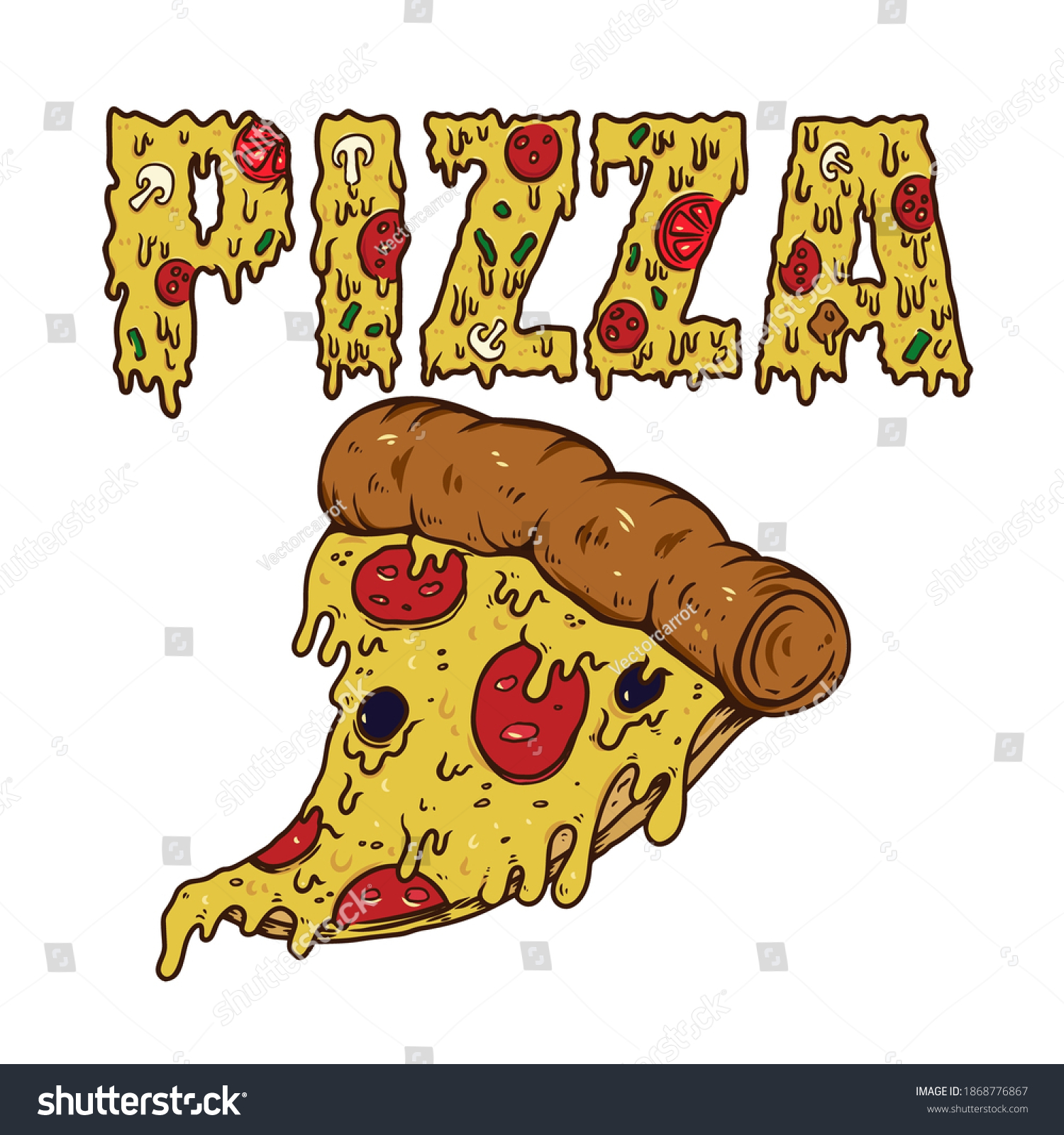 Word Pizza Made Pizza Slices Design Stock Vector (Royalty Free ...