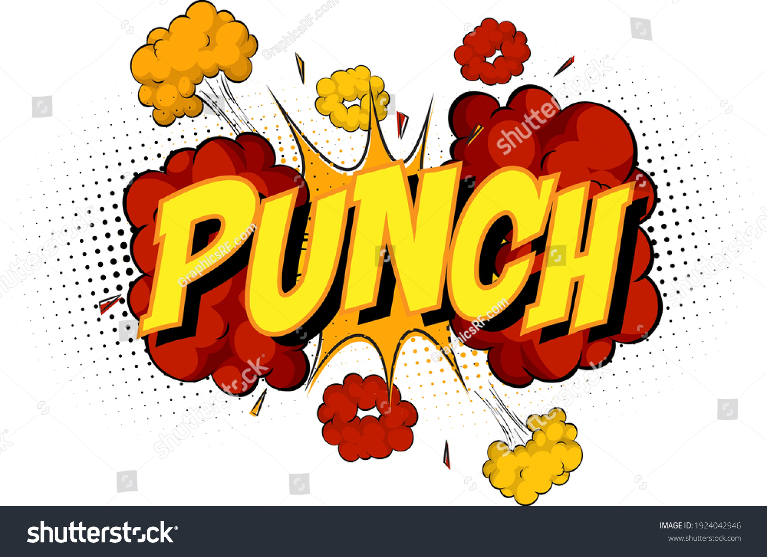 Word Punch On Comic Cloud Explosion Stock Vector (Royalty Free