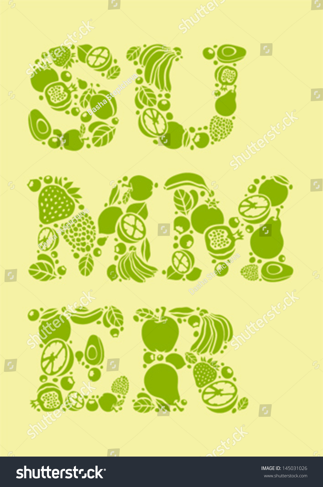 Word Summer Made Images Different Fruit Vectores En Stock 
