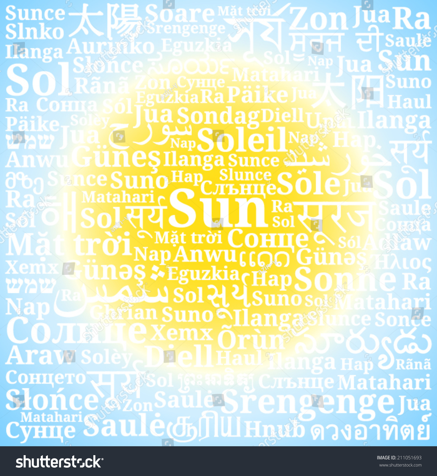 Word Sun Different Languages World On Stock Vector Royalty Free 211051693