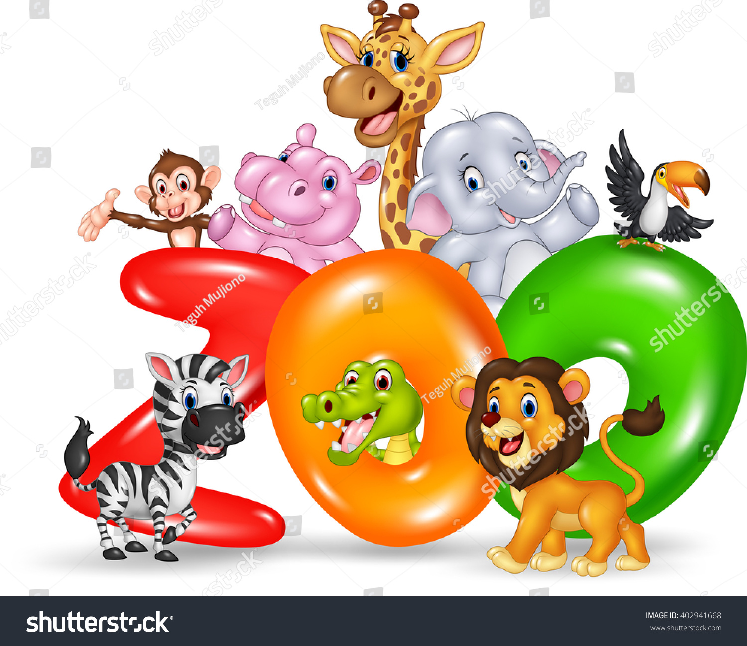 Word Zoo Cartoon Wild Animal Africa Stock Vector 402941668 ...