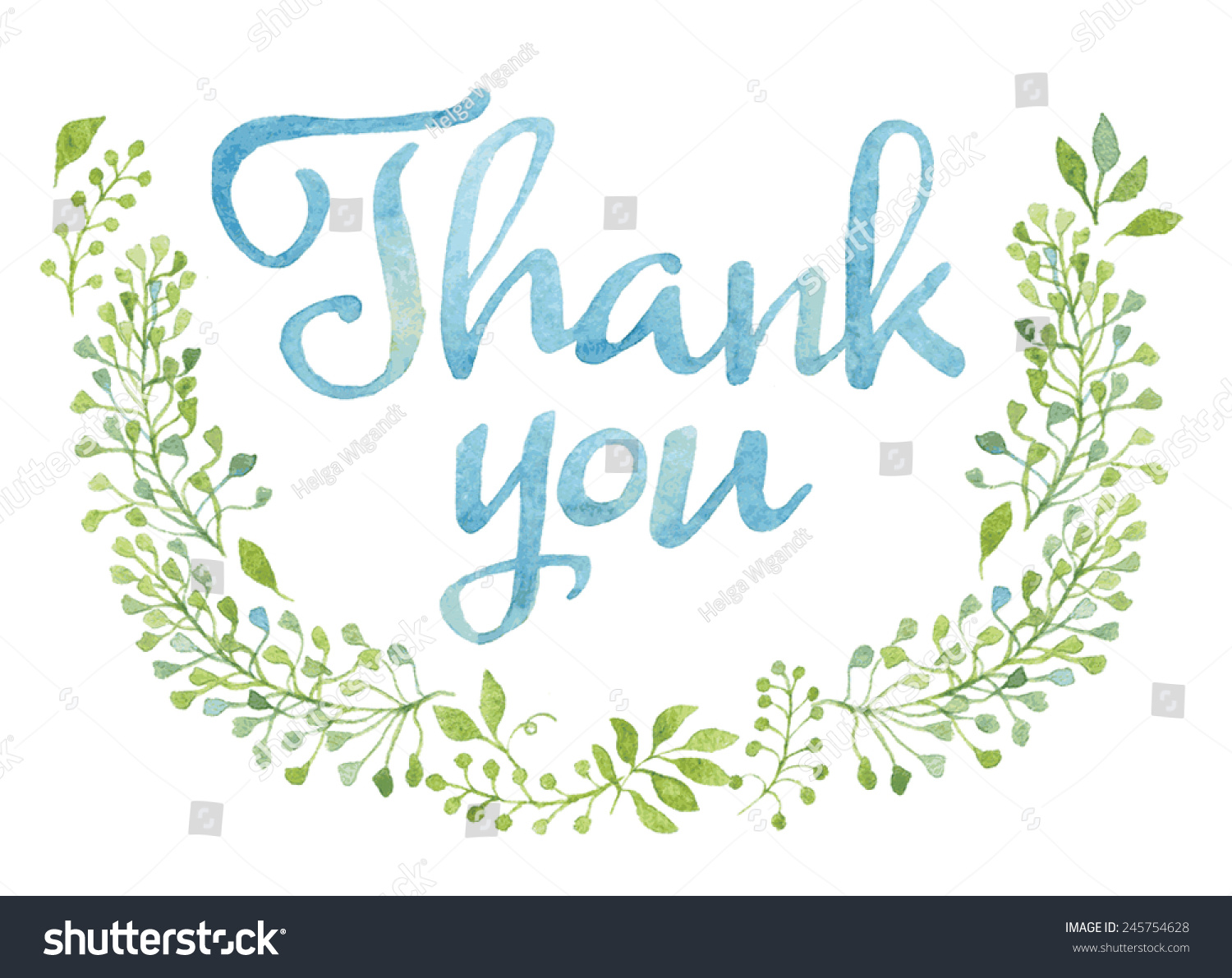 Words Thank You Simple Cute Floral Stock Vector (Royalty Free) 245754628