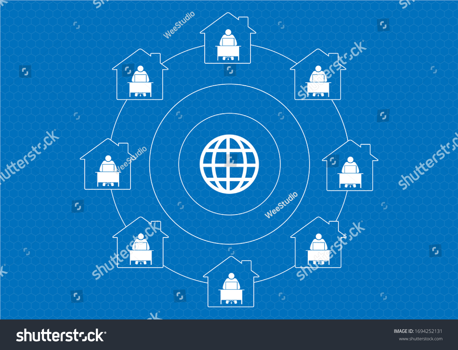 Work Home Connect World Internet Wfh Stock Vector (Royalty Free) 1694252131