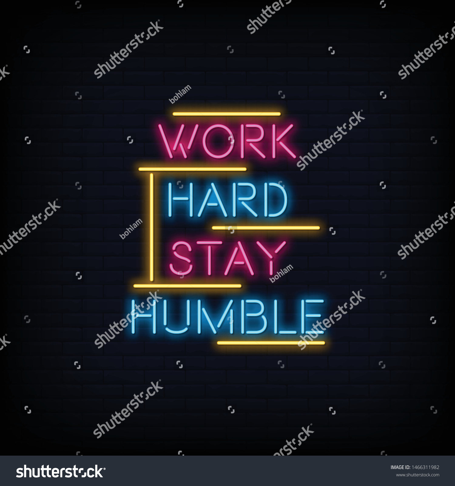 Work Hard Stay Humble Neon Sign Stock Vector (Royalty Free) 1466311982