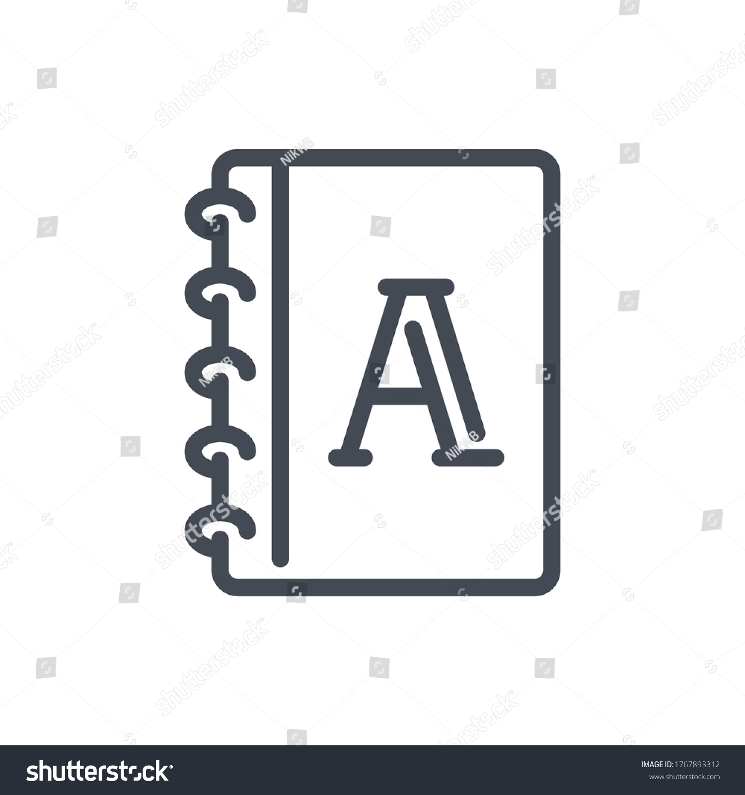 notebook with letter a icon clip art preview