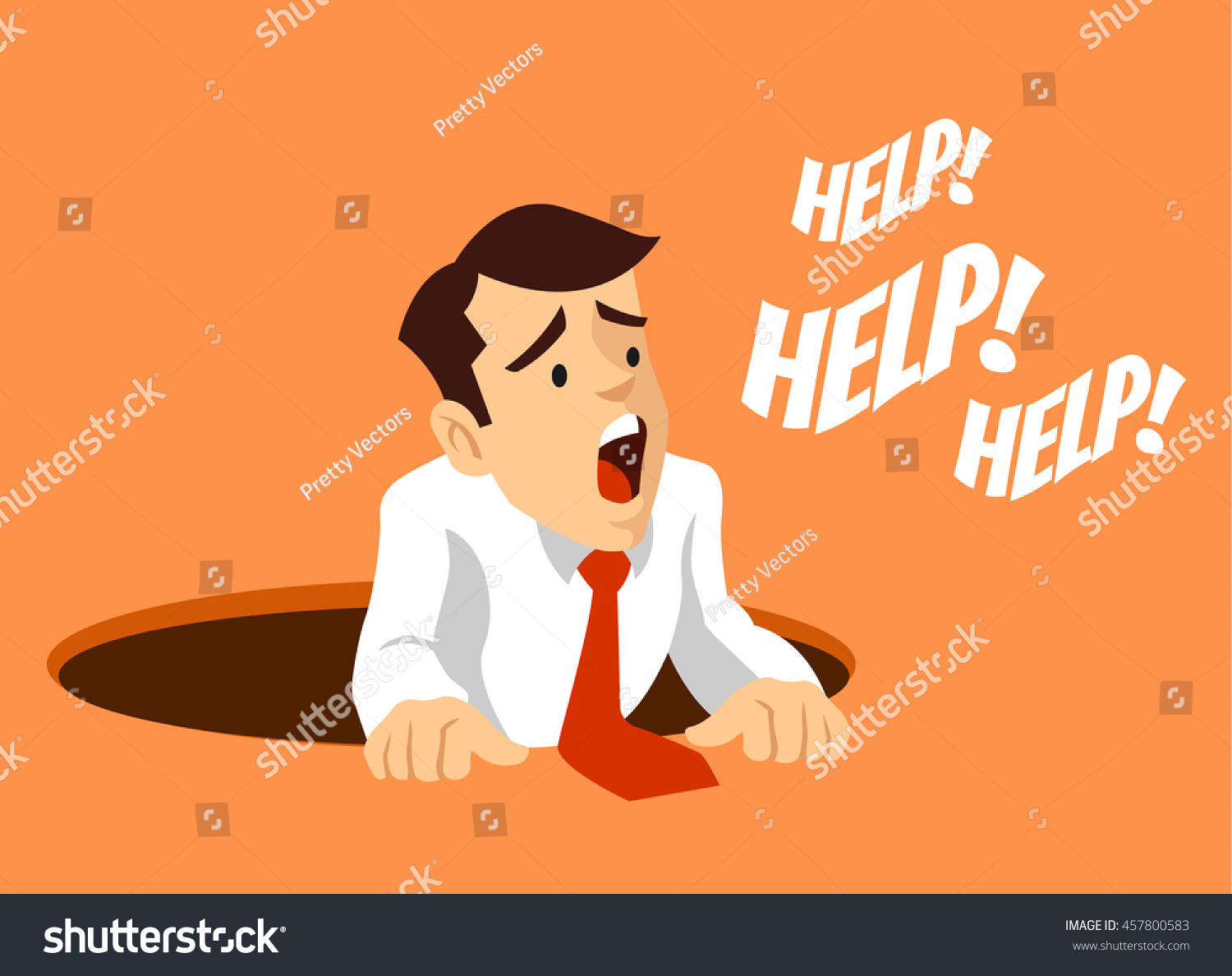 SVG of Worker fell into hole.  Man character need help. Vector flat cartoon illustration  svg