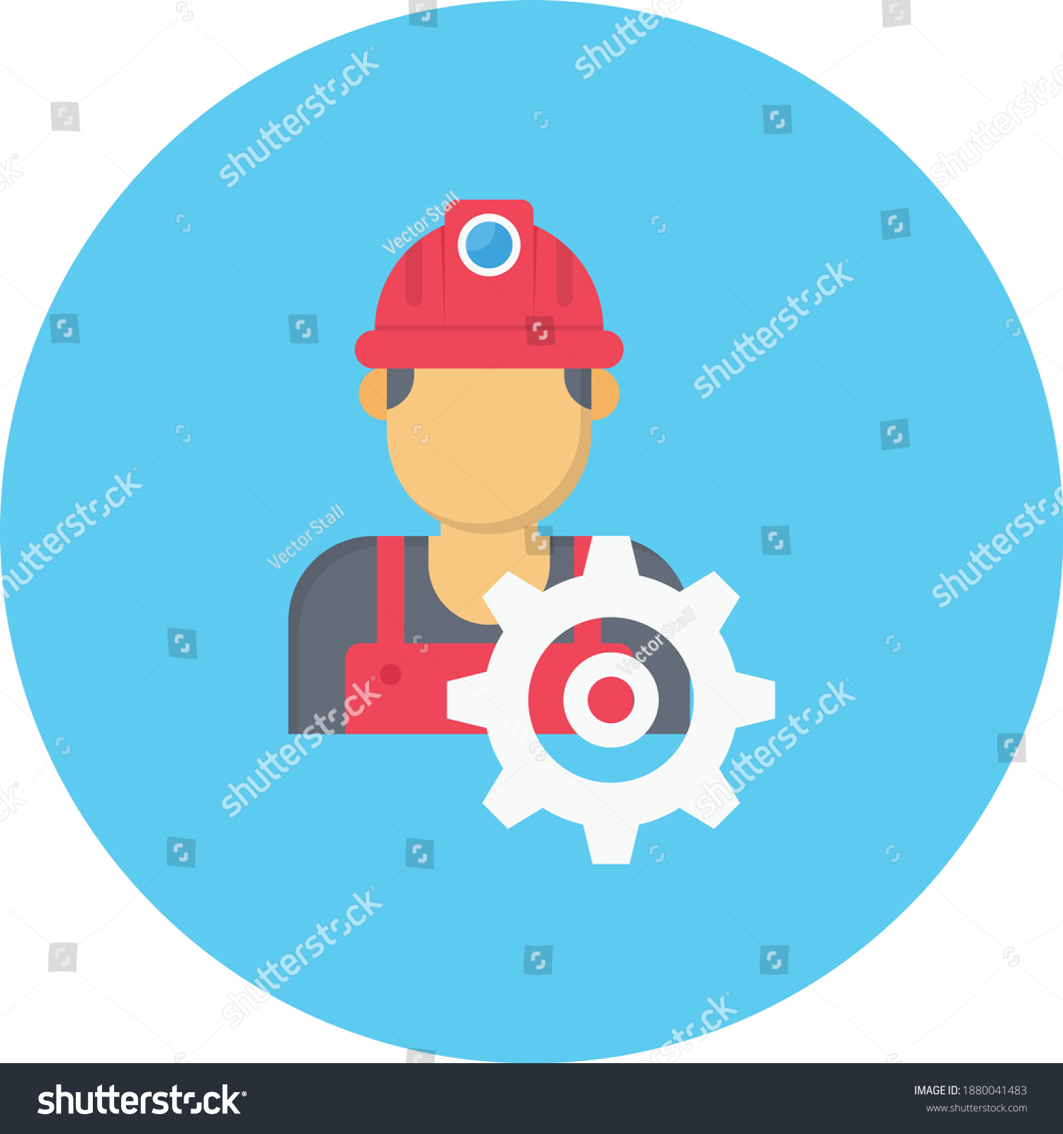Worker Gear Vector Flat Colour Icon Stock Vector (Royalty Free) 1880041483