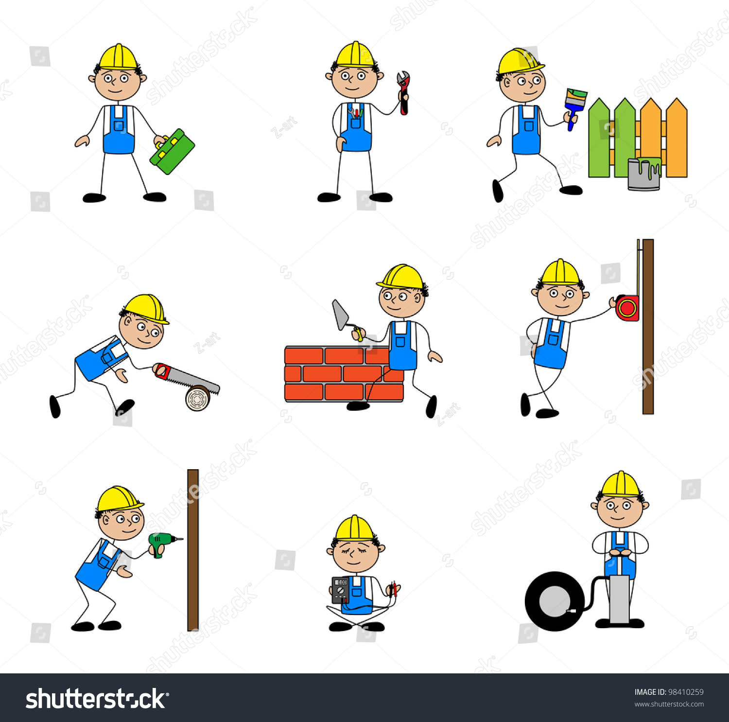 Worker Performs Different Jobs Stock Vector Illustration 98410259 ...