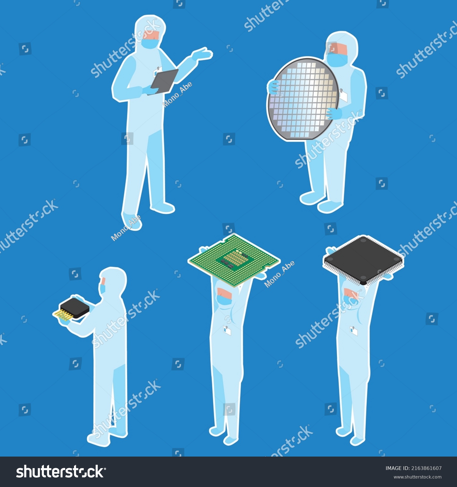 SVG of Worker set of semiconductor manufacturing factory svg