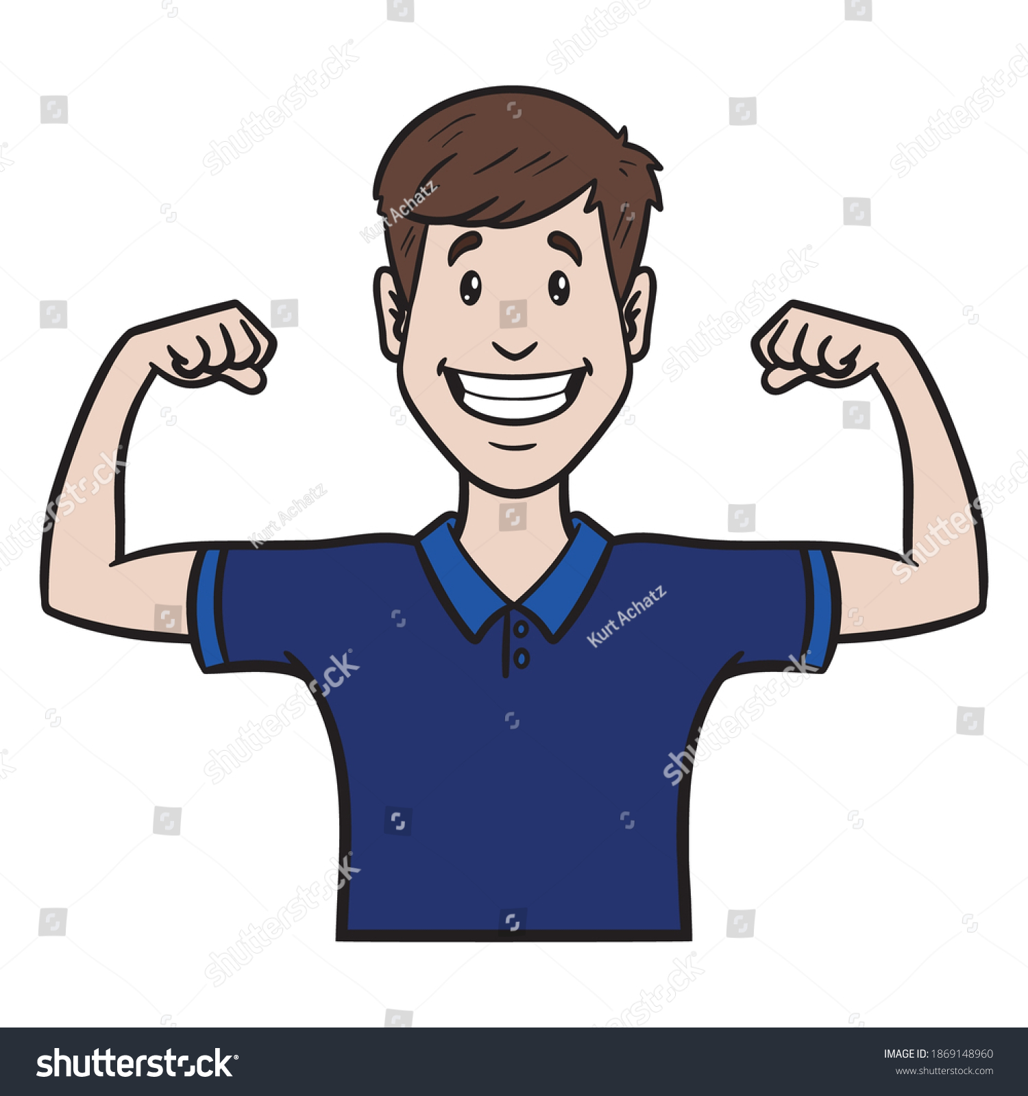 Worker Shows Muscles Avatar Comic Winner Stock Vector (Royalty Free ...