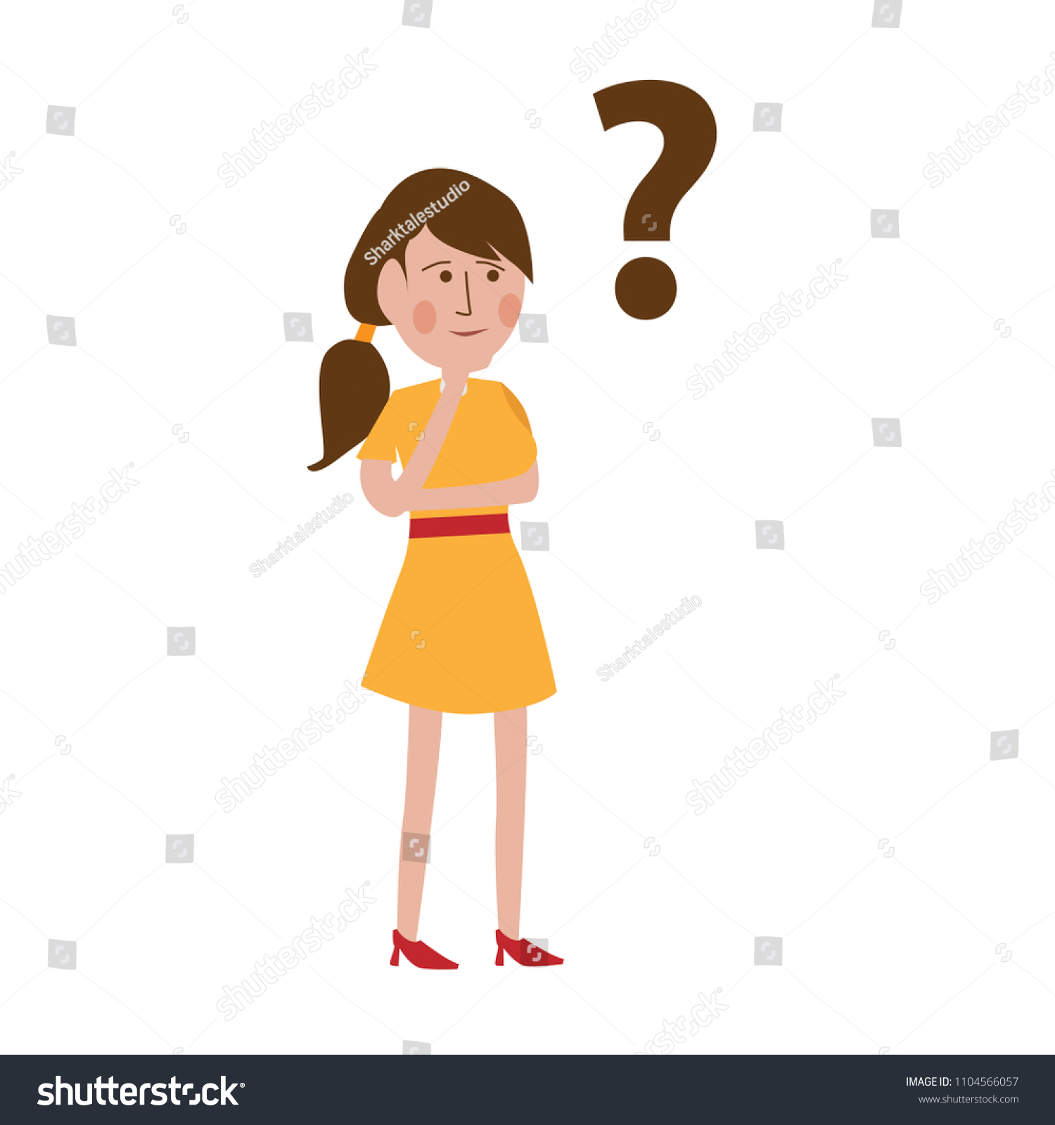 Worker Woman Question Mark Vector Stock Vector (Royalty Free) 1104566057