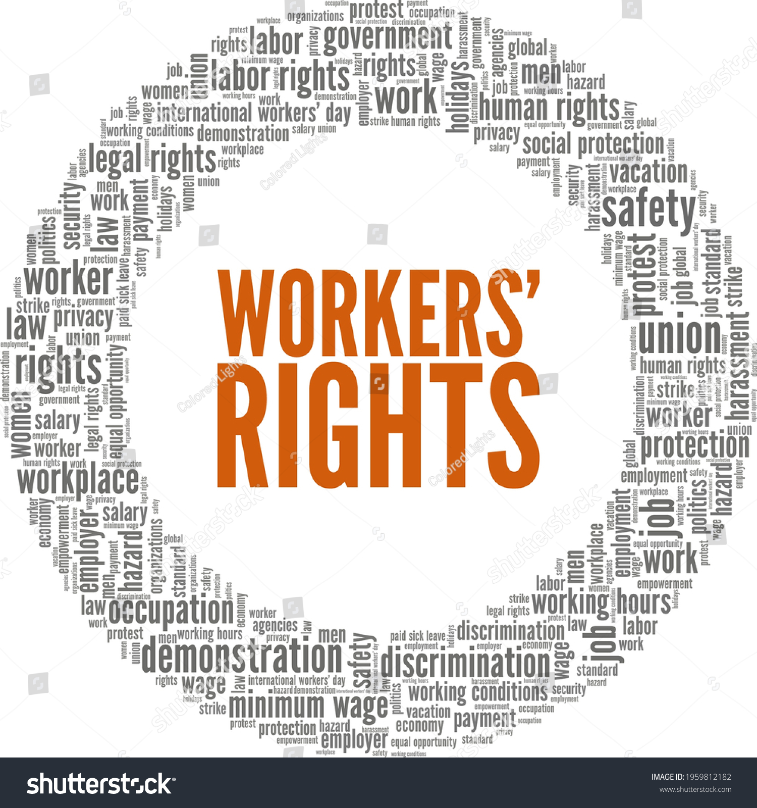 Workers Rights Vector Illustration Word Cloud Stock Vector (Royalty