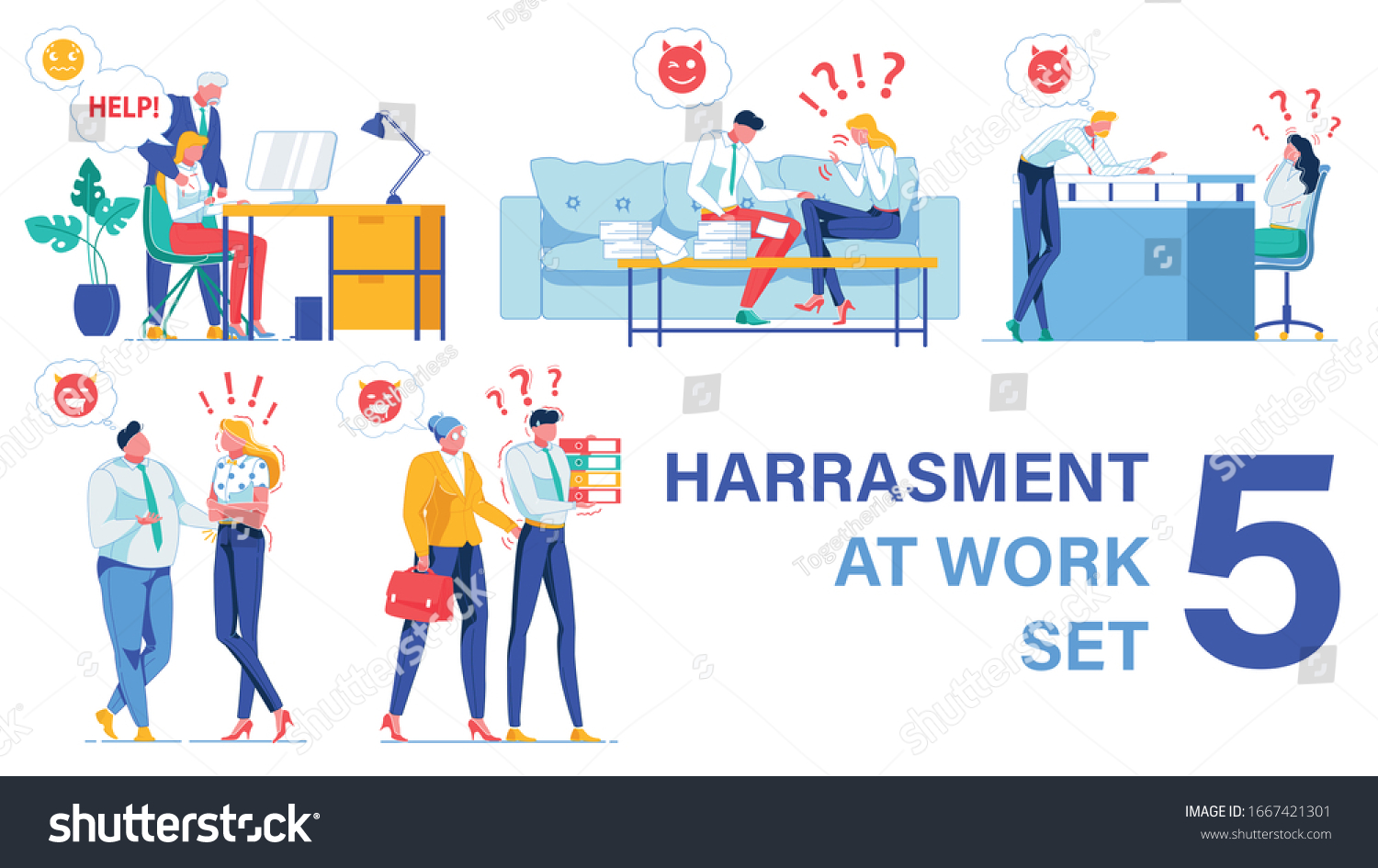 Workplace Harassment Types Five Pieces Vector Vector Có Sẵn Miễn Phí Bản Quyền 1667421301 