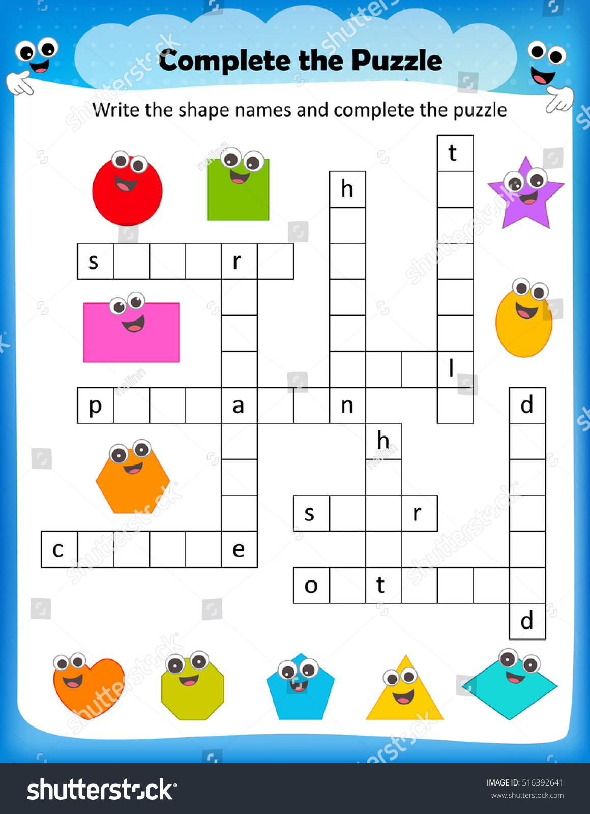 colors worksheet kindergarten for The Weather Grade Complete Crossword Worksheet.3rd