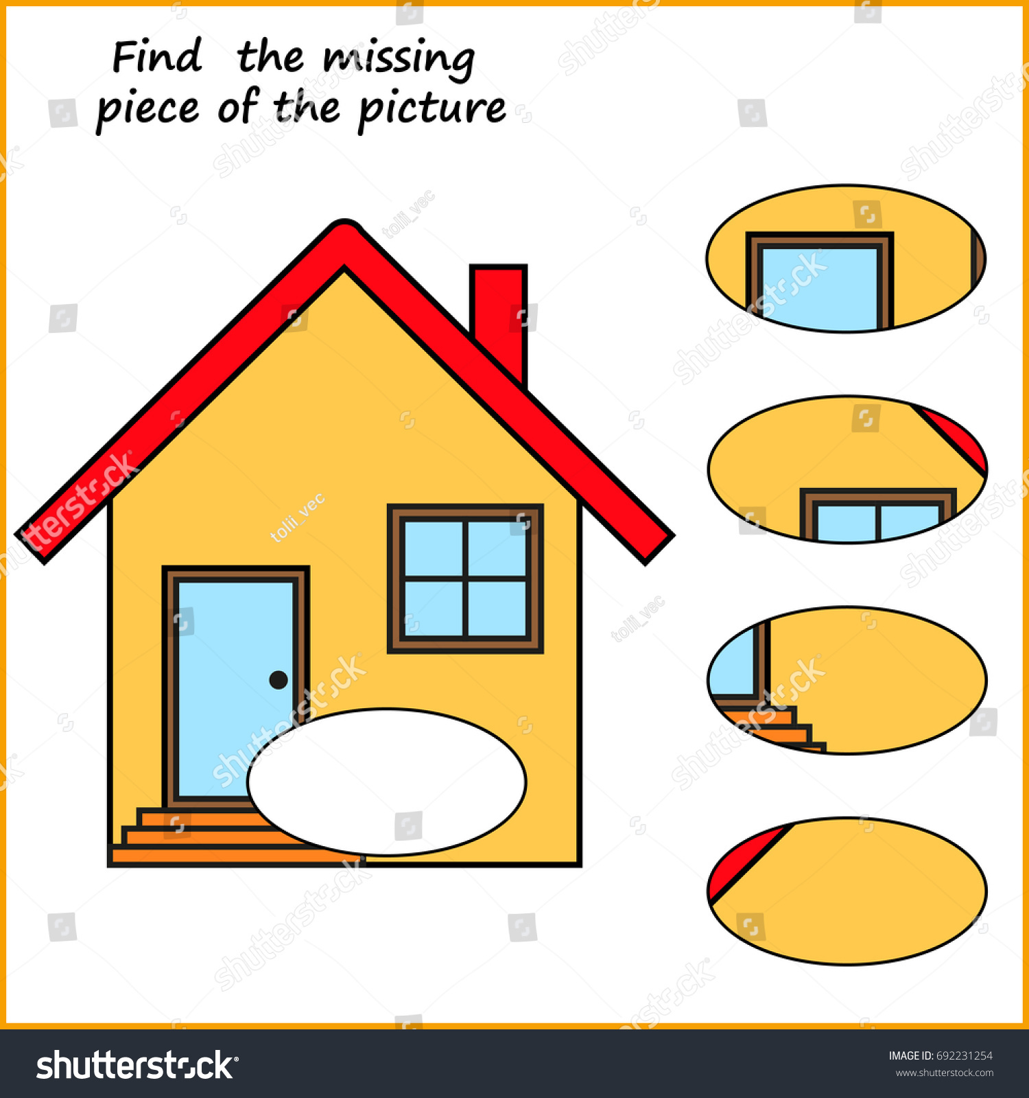 Visual logic puzzle: Find missing piece - Puzzle game for kids