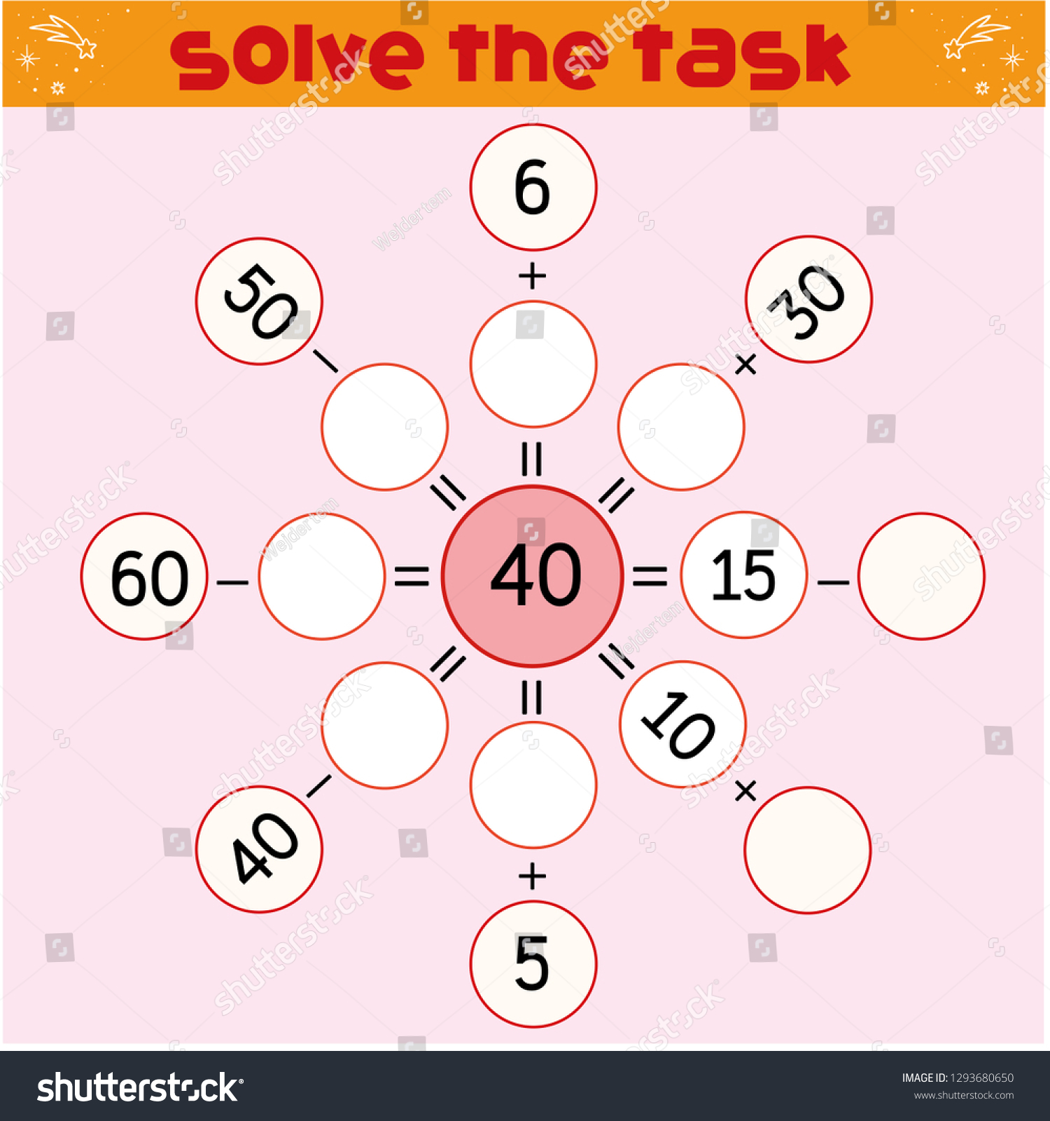 Worksheet Mathematical Puzzle Game Learning Mathematics Stock Vector Royalty Free 1293680650