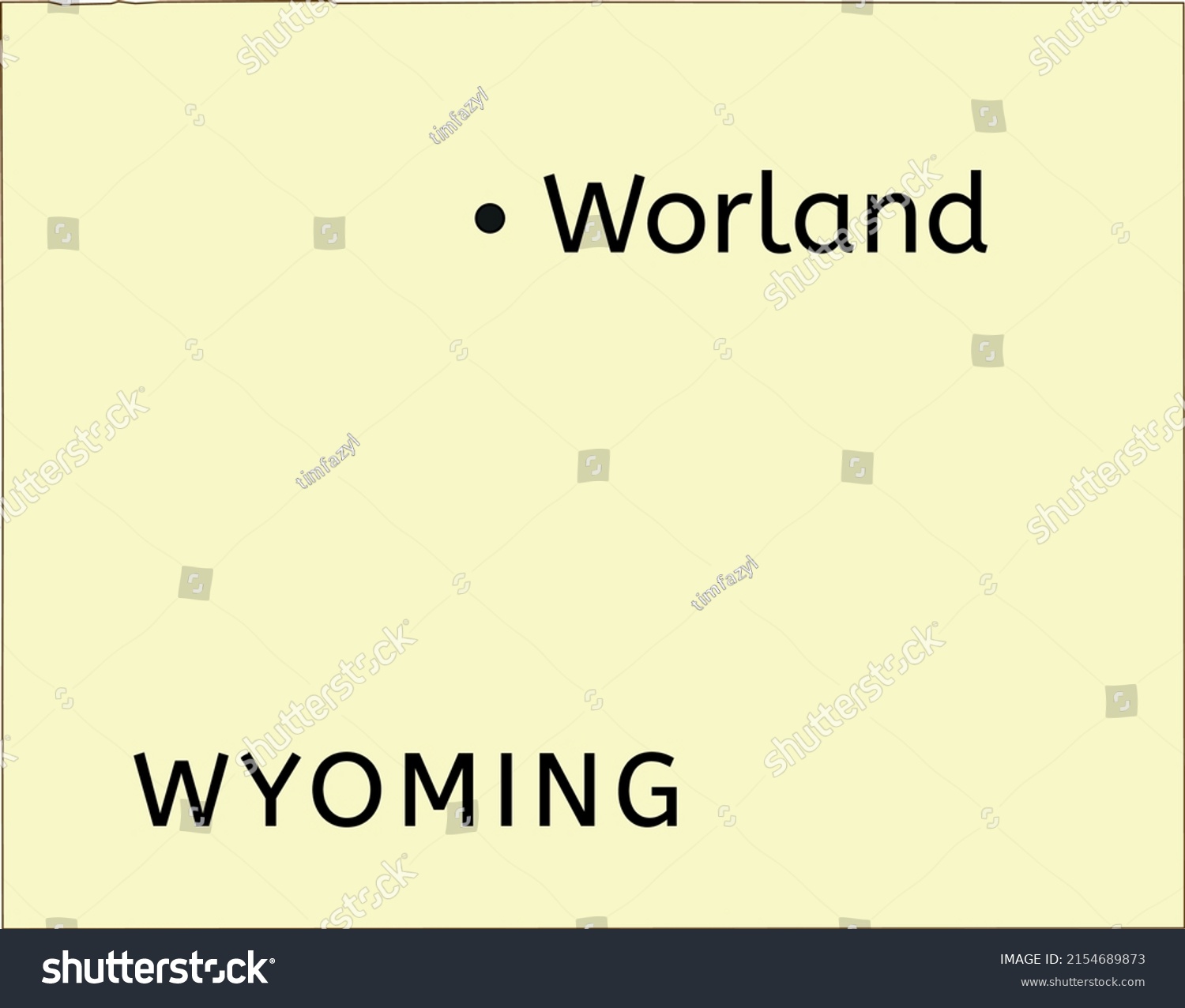 Worland City Location On Wyoming Map Stock Vector Royalty Free