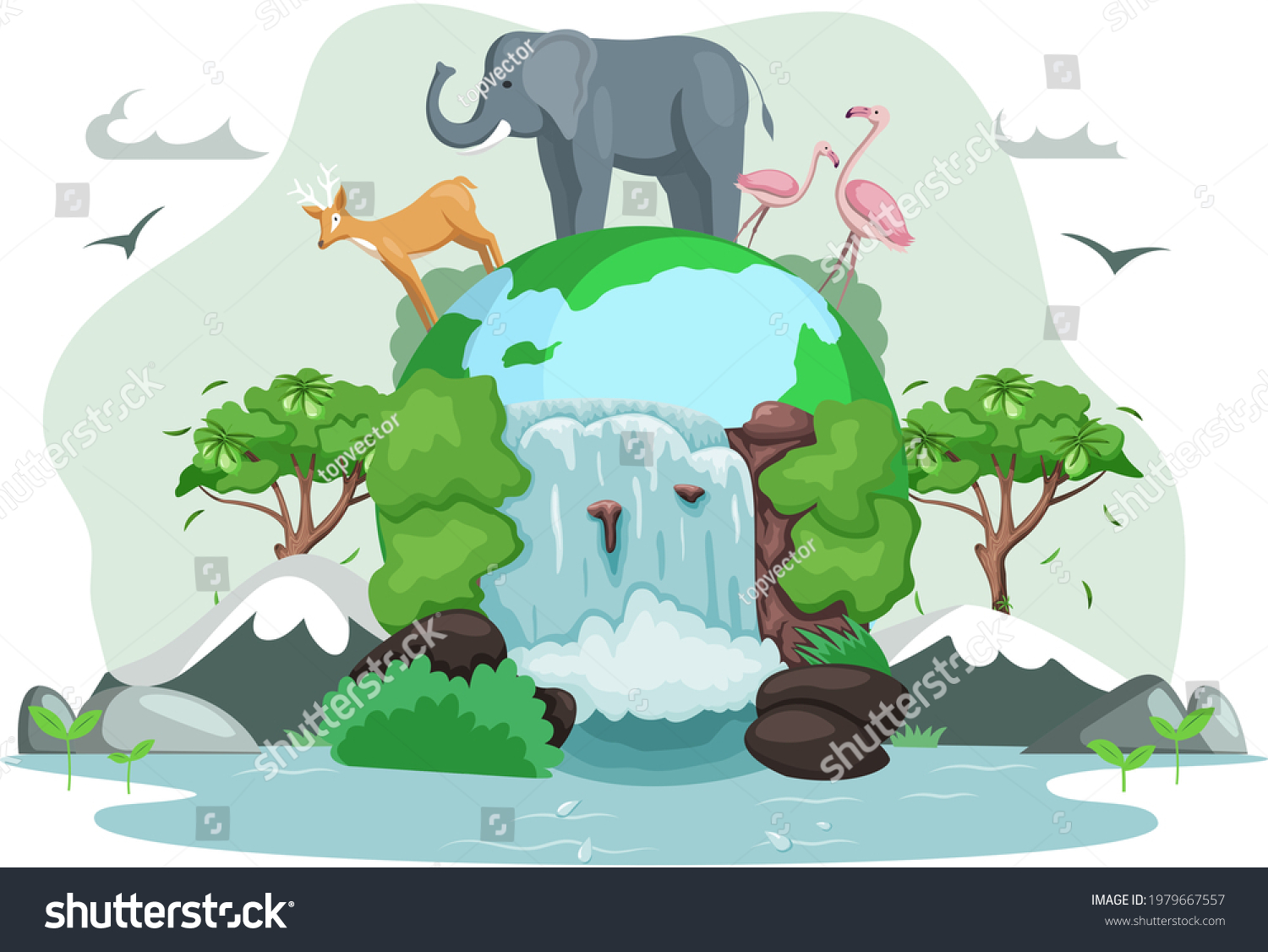 World Animal Day Banner Earth Habitats Stock Vector (Royalty Free ...