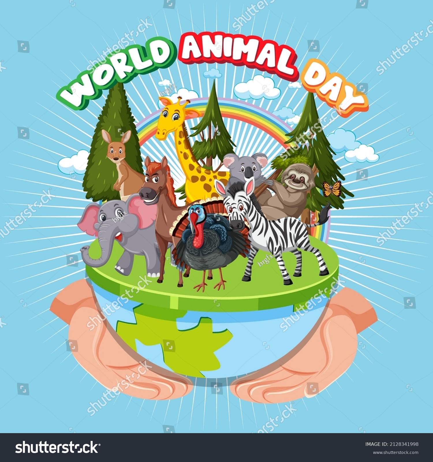 World Animal Day Poster Wild Animals Stock Vector (royalty Free 