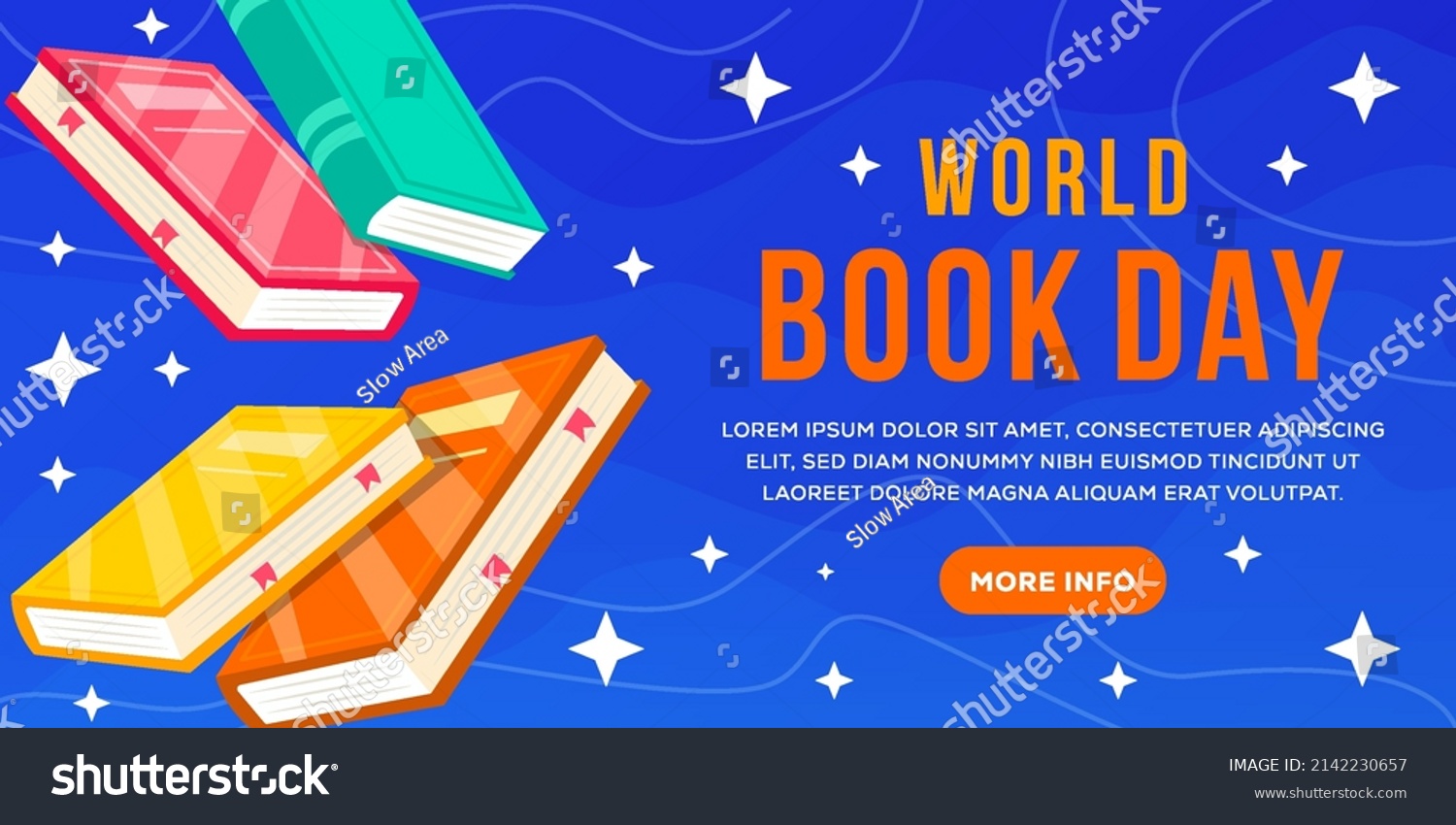 World Books Day Illustration Horizontal Banner Stock Vector (Royalty