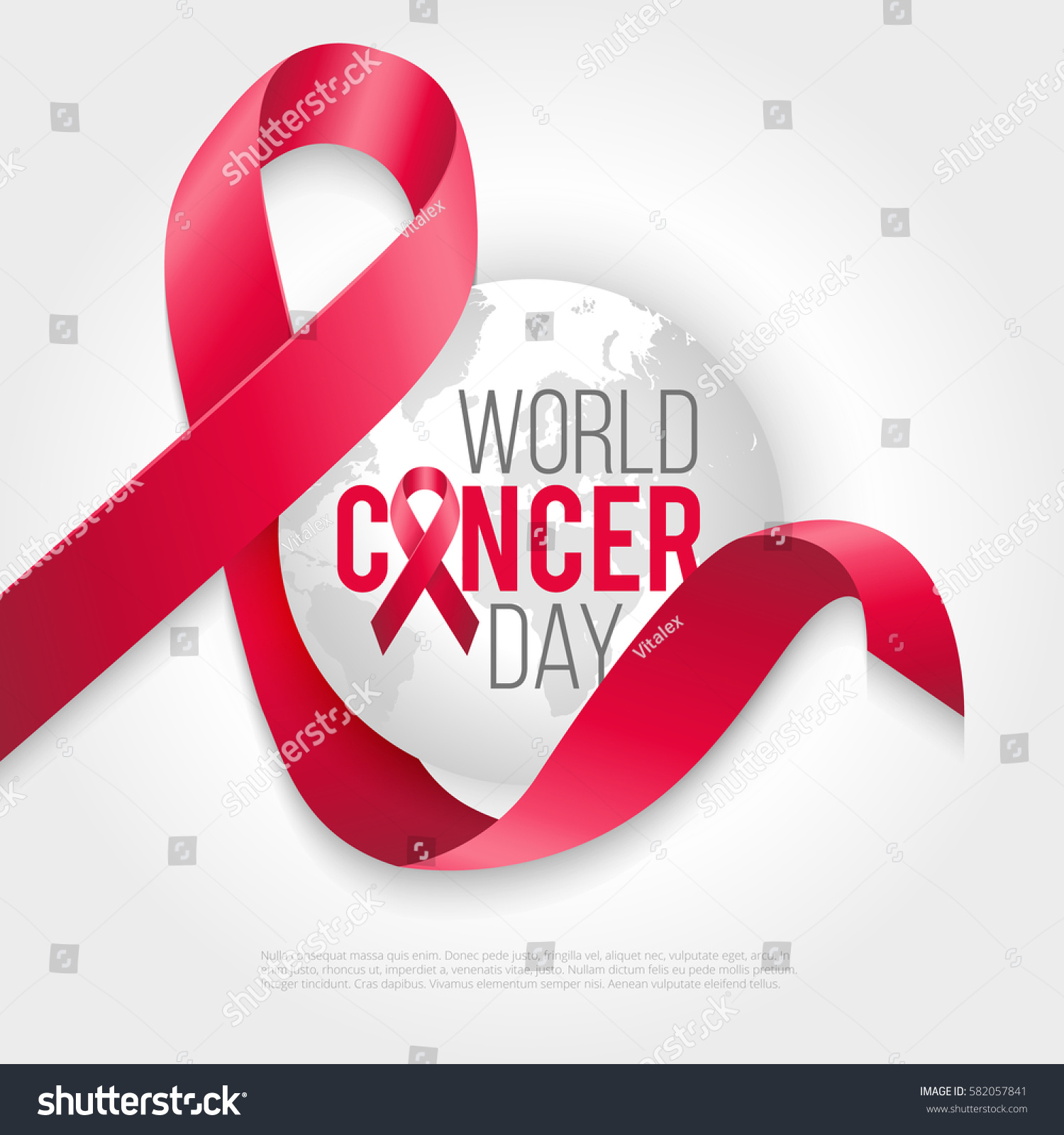 World Cancer Awareness Ribbon Background February Stock Vector ...